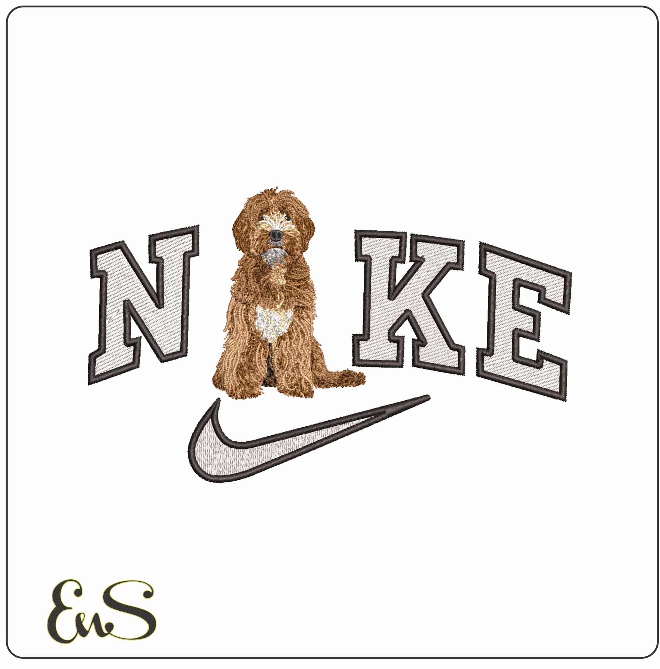 Nike Labrapoodle- Elegant embroidery design file - instant download