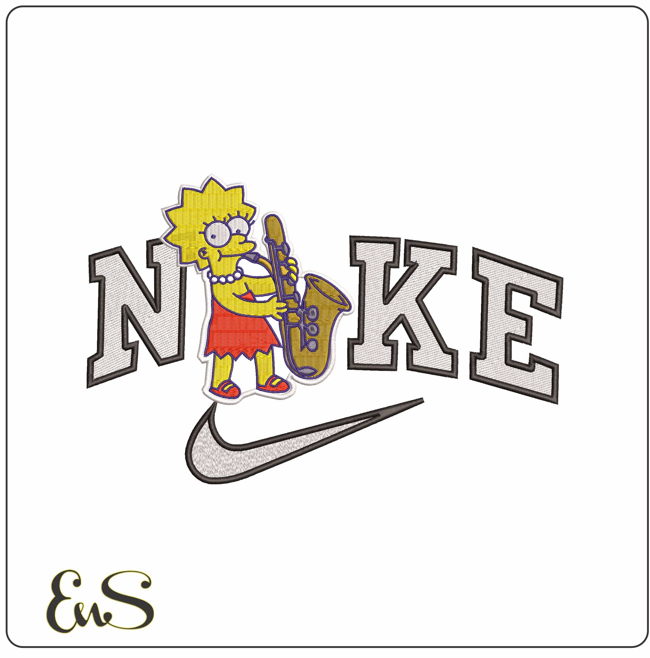 Nike Lisa Simpson with a Saxophone The Simpsons- Elegant embroidery design file - instant download