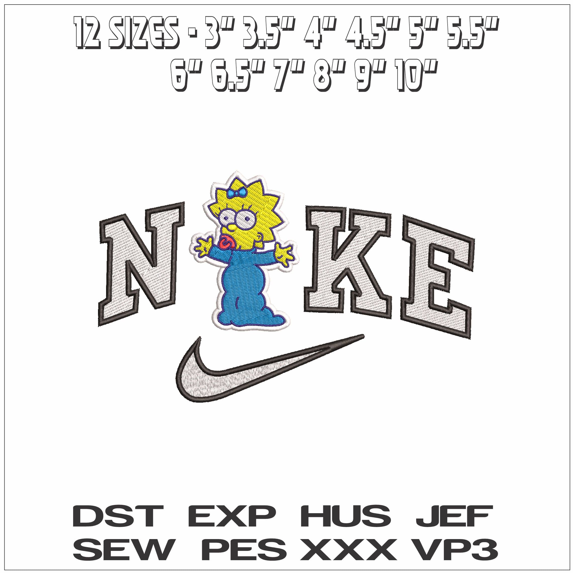 Nike Maggie Simpson The Simpsons- Elegant embroidery design file - instant download — view 2