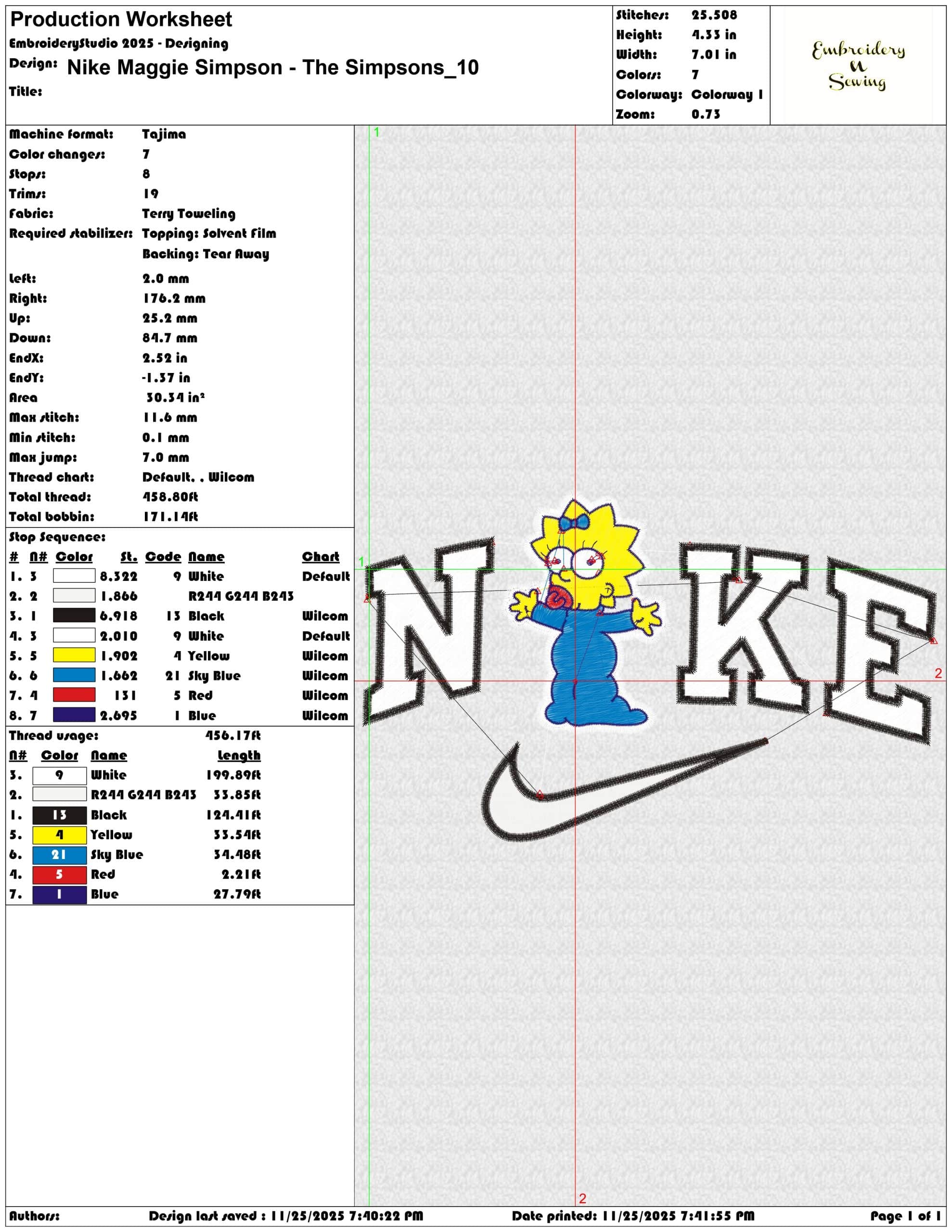 Nike Maggie Simpson The Simpsons- Elegant embroidery design file - instant download — view 3