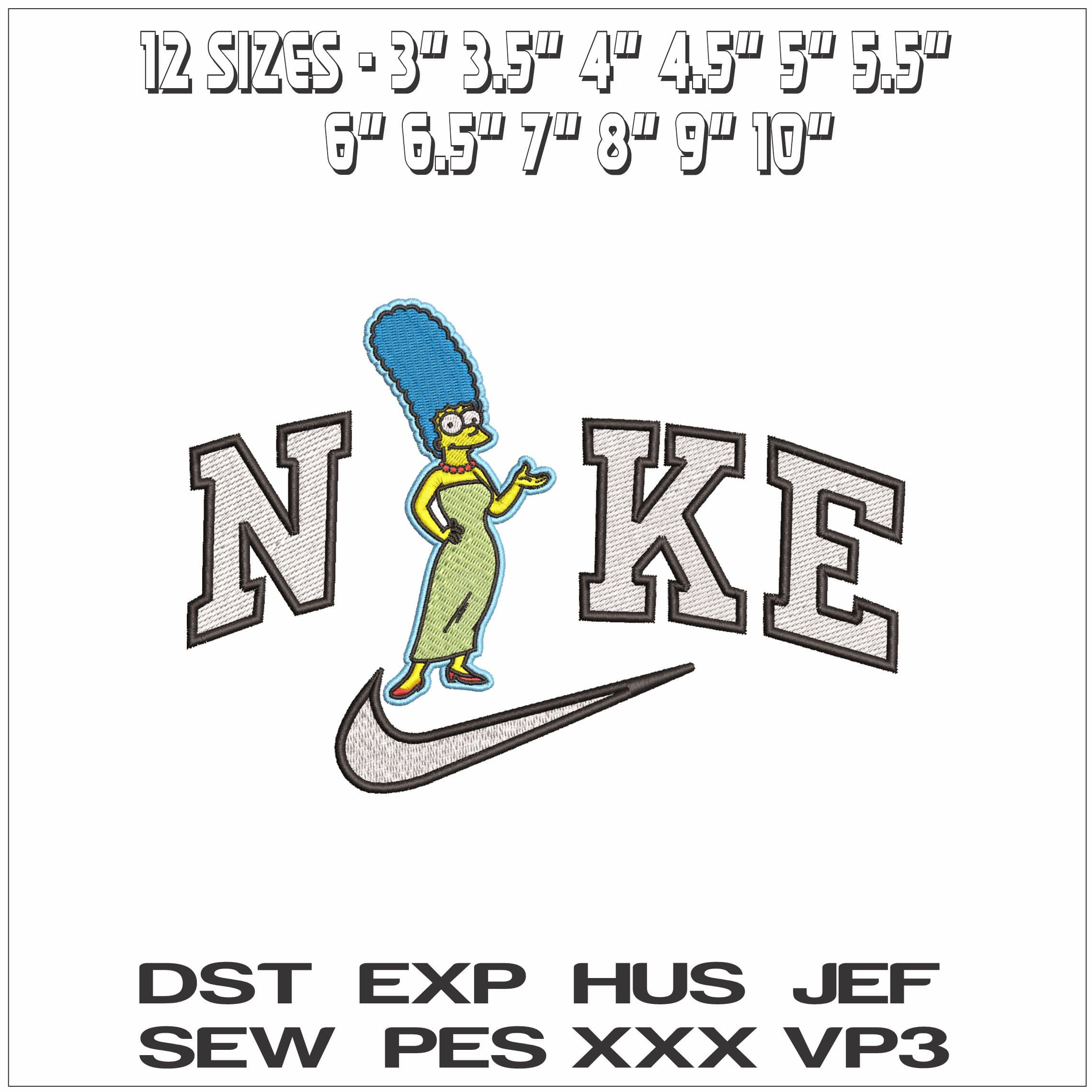 Nike Marge Simpson The Simpsons- Elegant embroidery design file - instant download — view 2