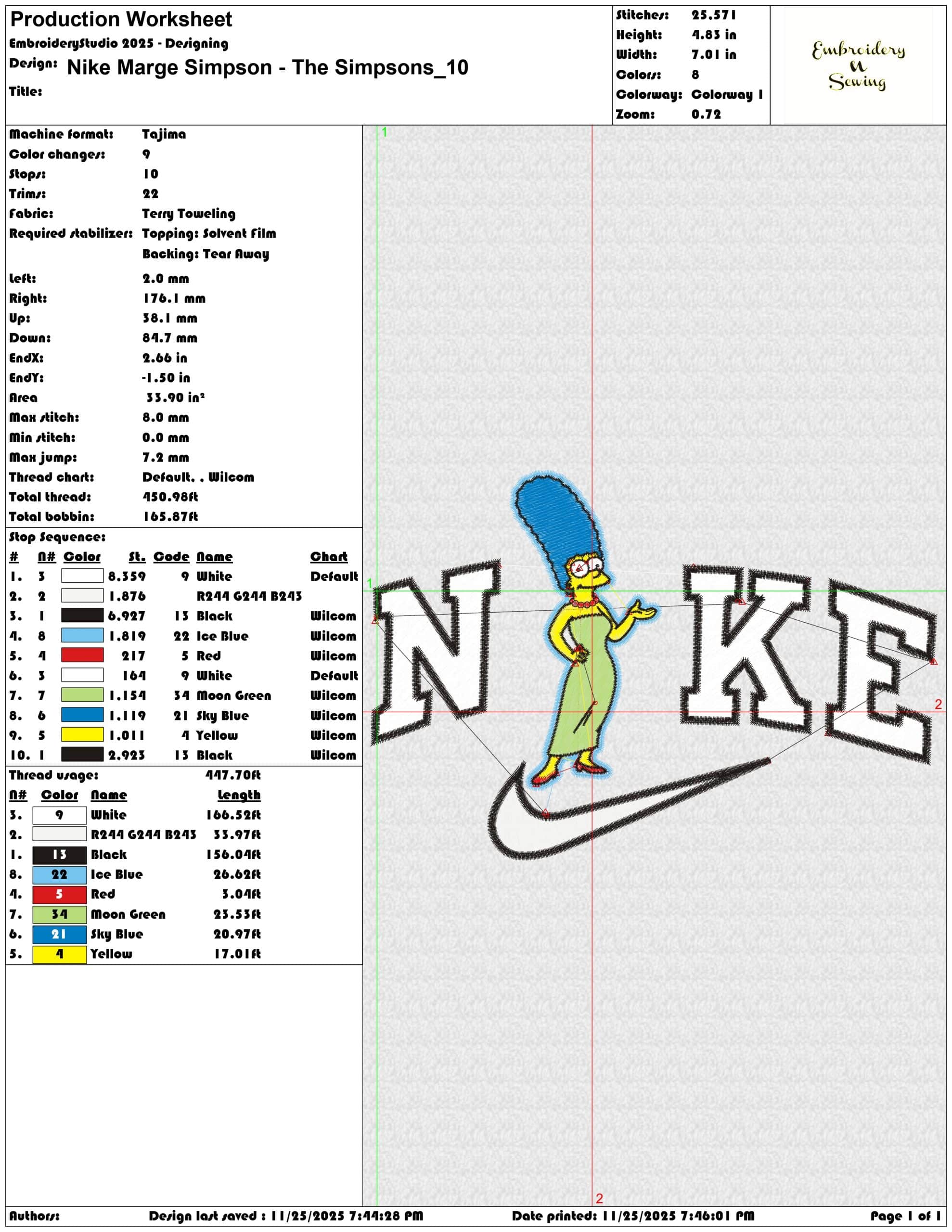 Nike Marge Simpson The Simpsons- Elegant embroidery design file - instant download — view 3