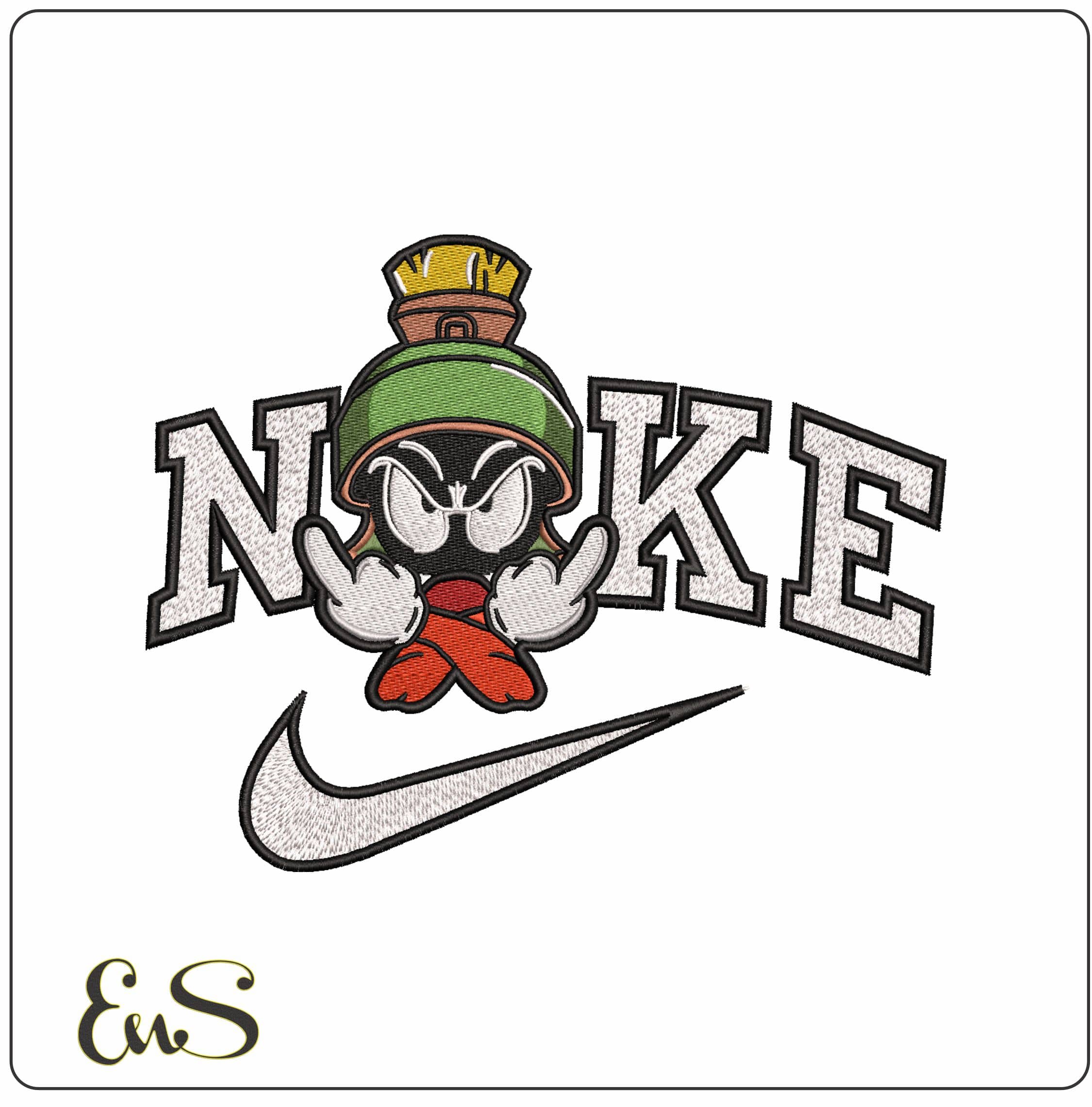 Nike Marvin Martian Salute Looney Tunes- Elegant embroidery design file - instant download