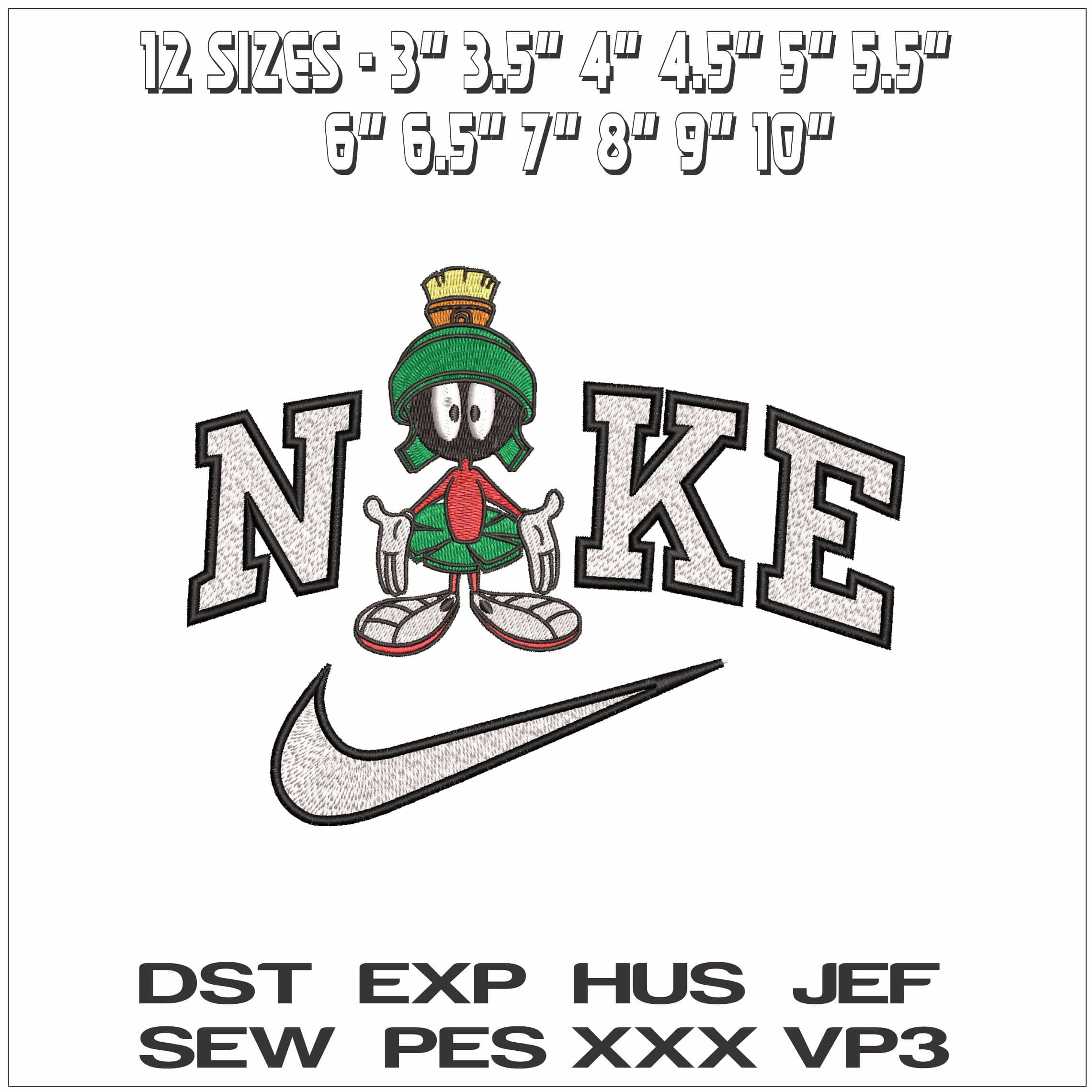 Nike Marvin the Martian Exclamation- Elegant embroidery design file - instant download — view 2
