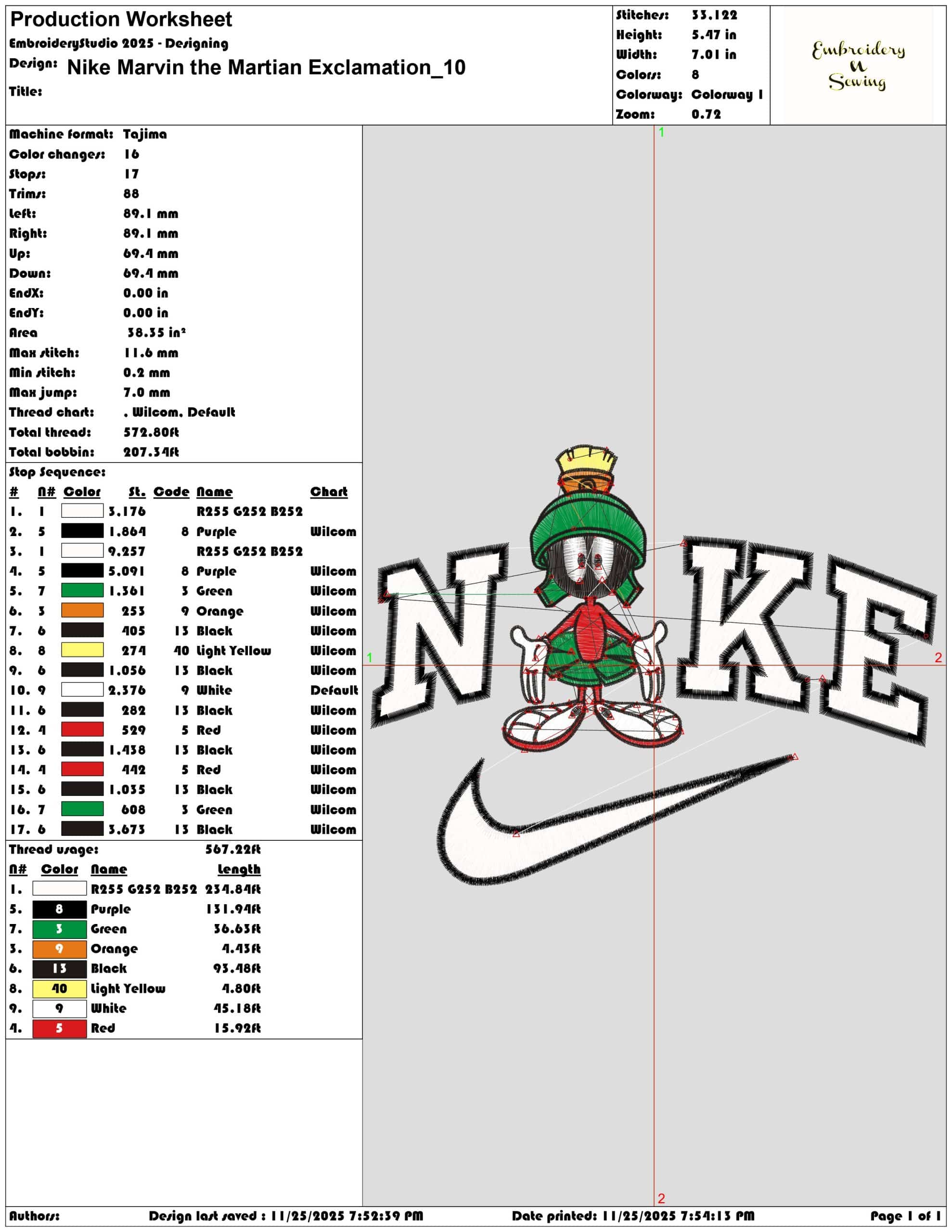 Nike Marvin the Martian Exclamation- Elegant embroidery design file - instant download — view 3