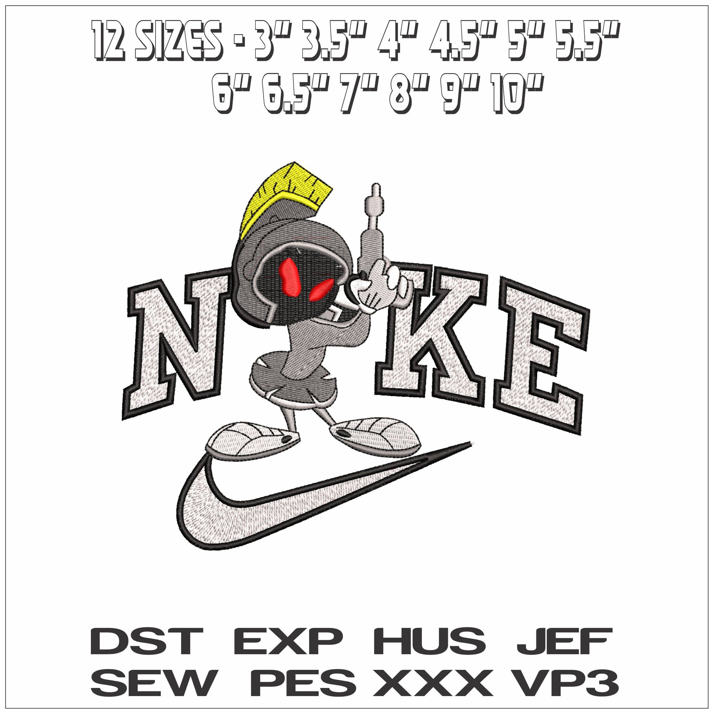 Nike Marvin the Martian ready to fire- Elegant embroidery design file - instant download — view 2