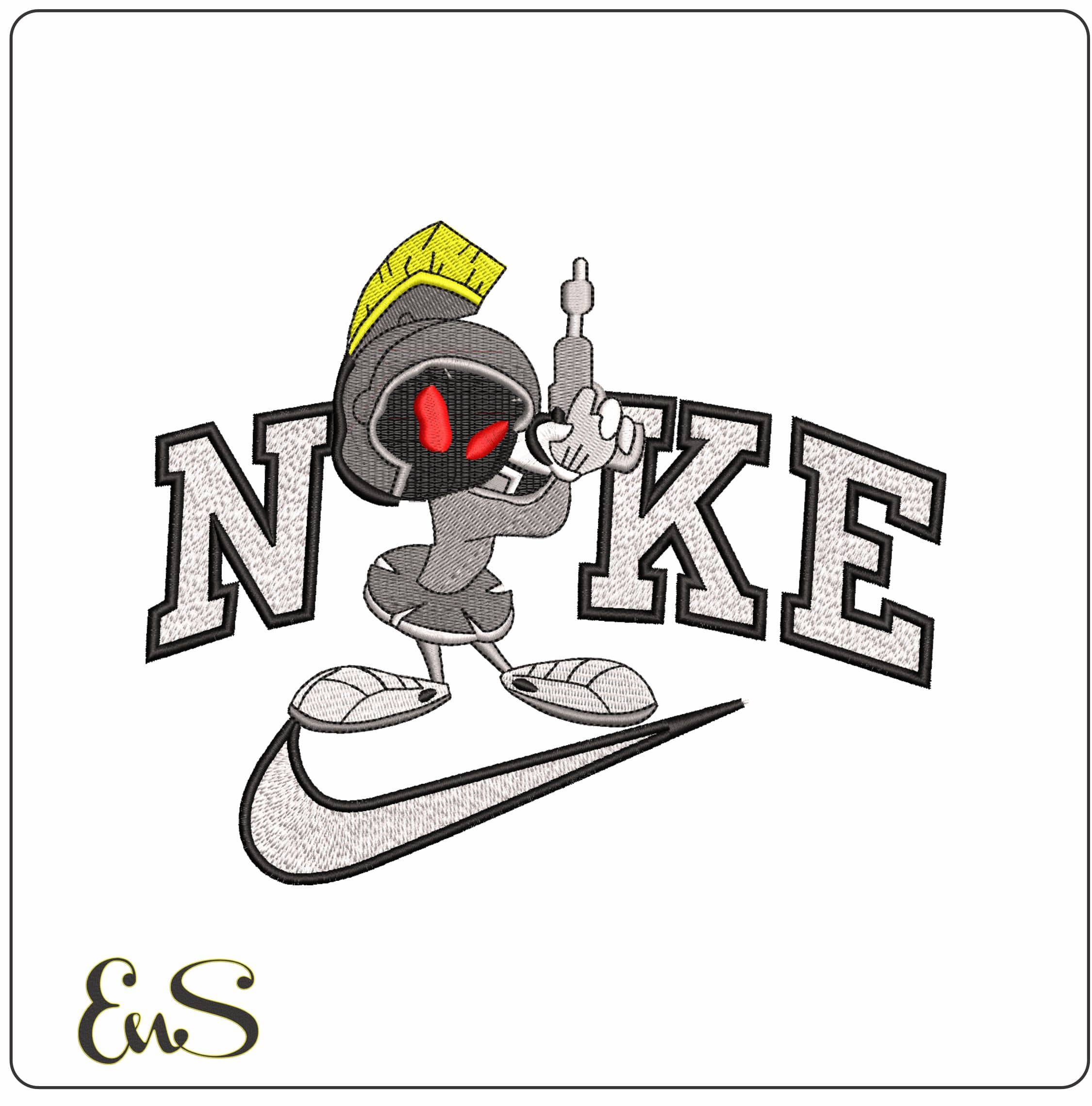 Nike Marvin the Martian ready to fire- Elegant embroidery design file - instant download