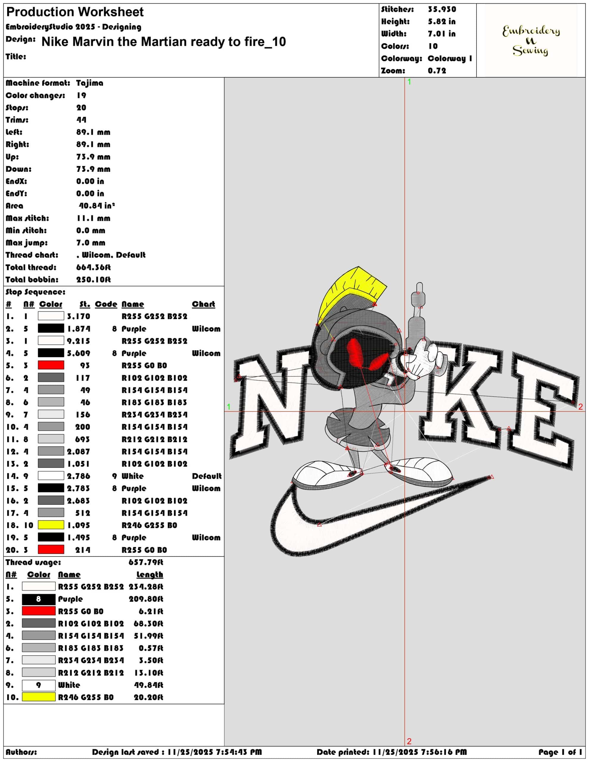 Nike Marvin the Martian ready to fire- Elegant embroidery design file - instant download — view 3
