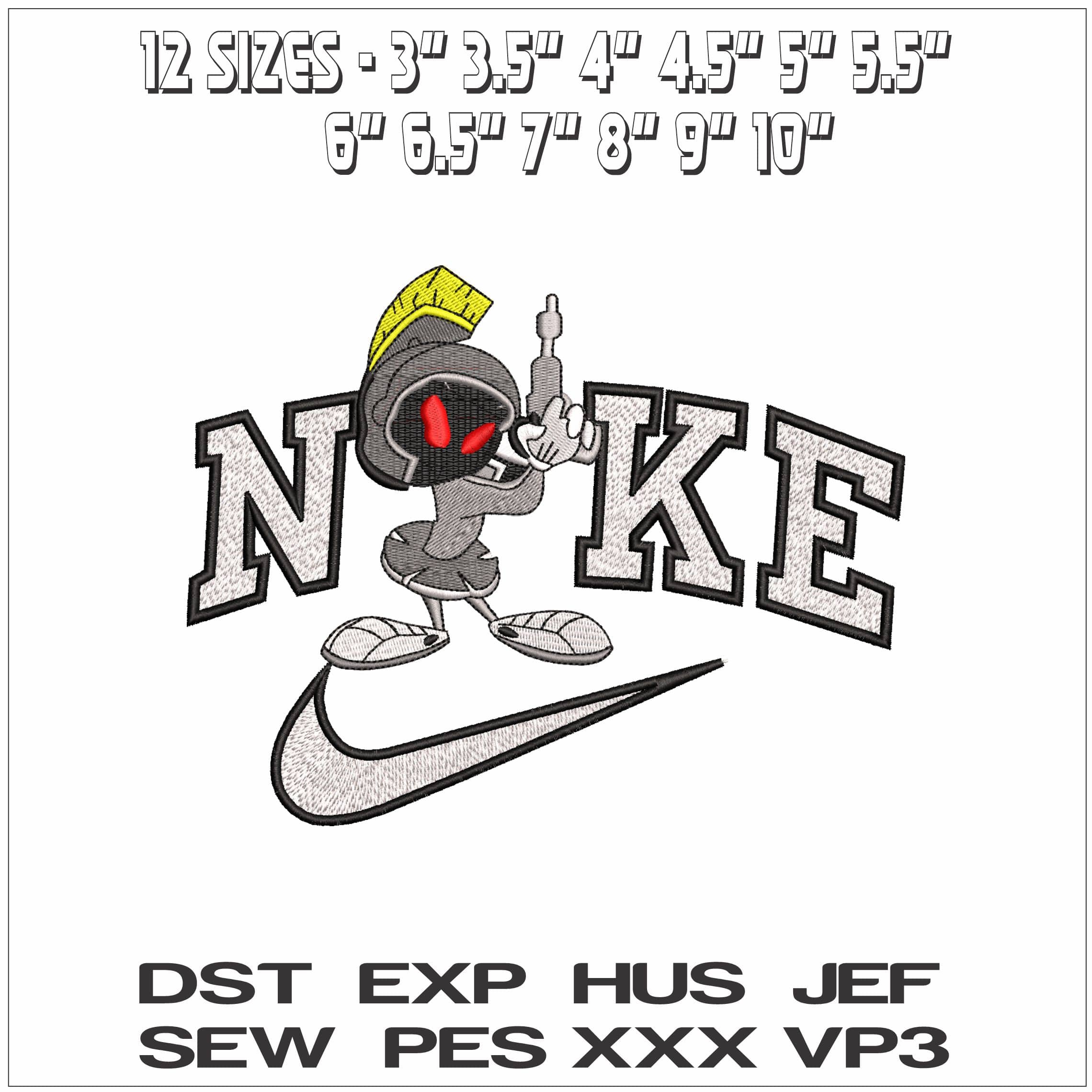 Nike Marvin the Martian with Gun- Elegant embroidery design file - instant download — view 2