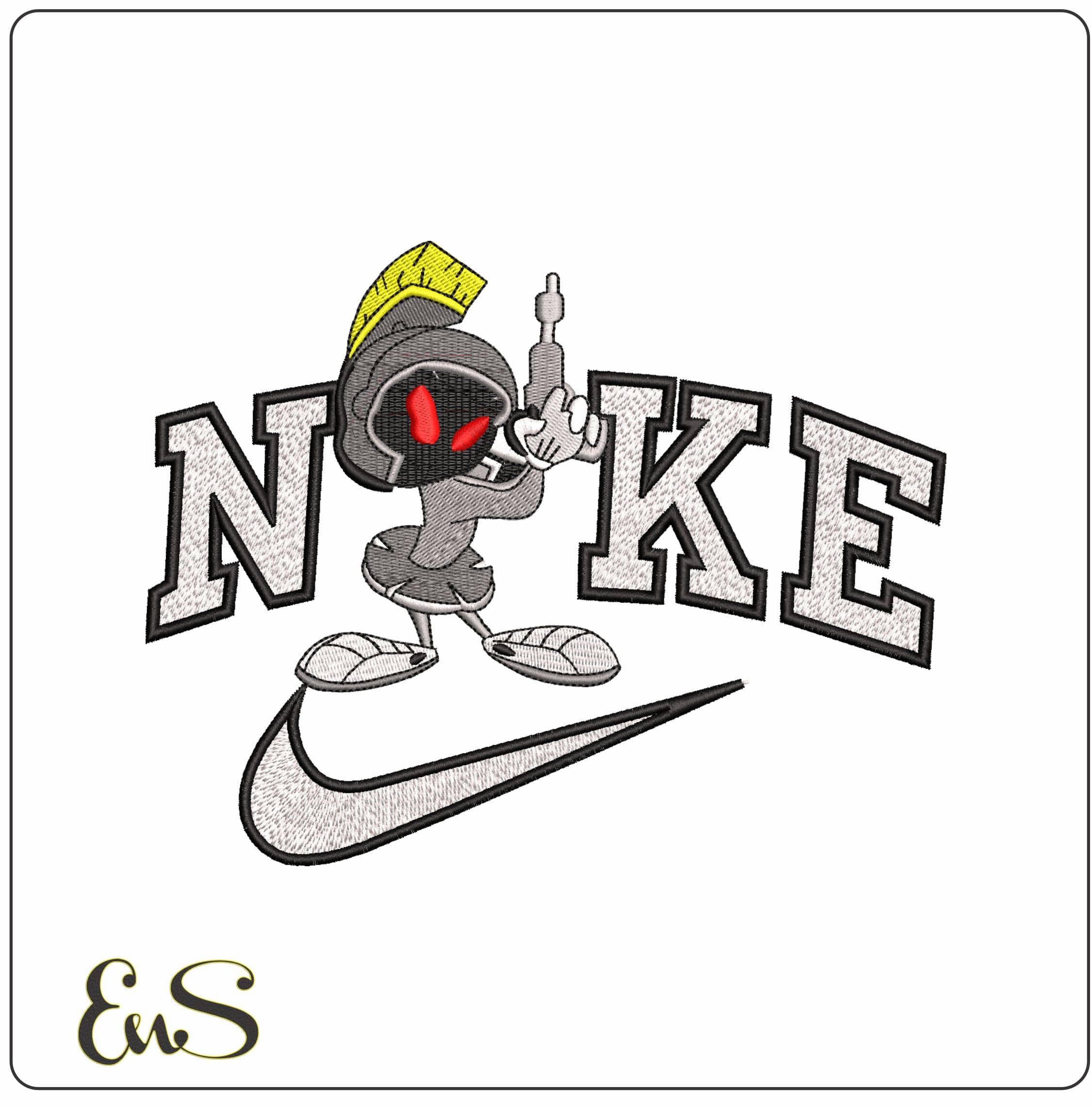 Nike Marvin the Martian with Gun- Elegant embroidery design file - instant download