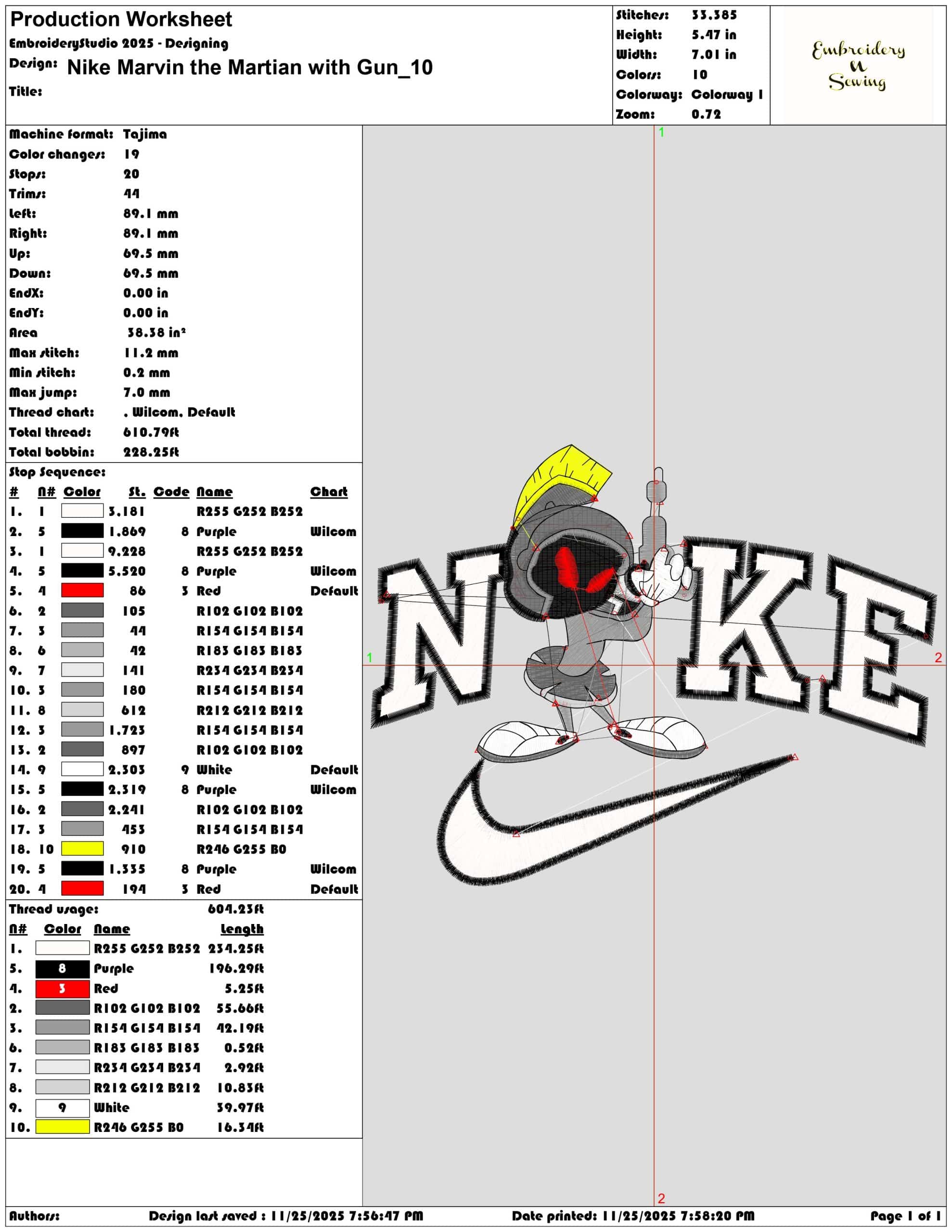 Nike Marvin the Martian with Gun- Elegant embroidery design file - instant download — view 3