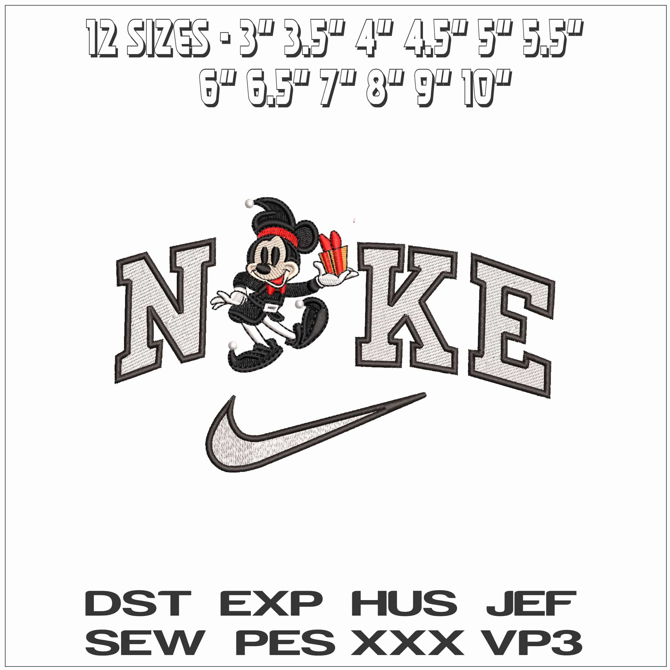 Nike Mickey Christmas present- Elegant embroidery design file - instant download — view 2