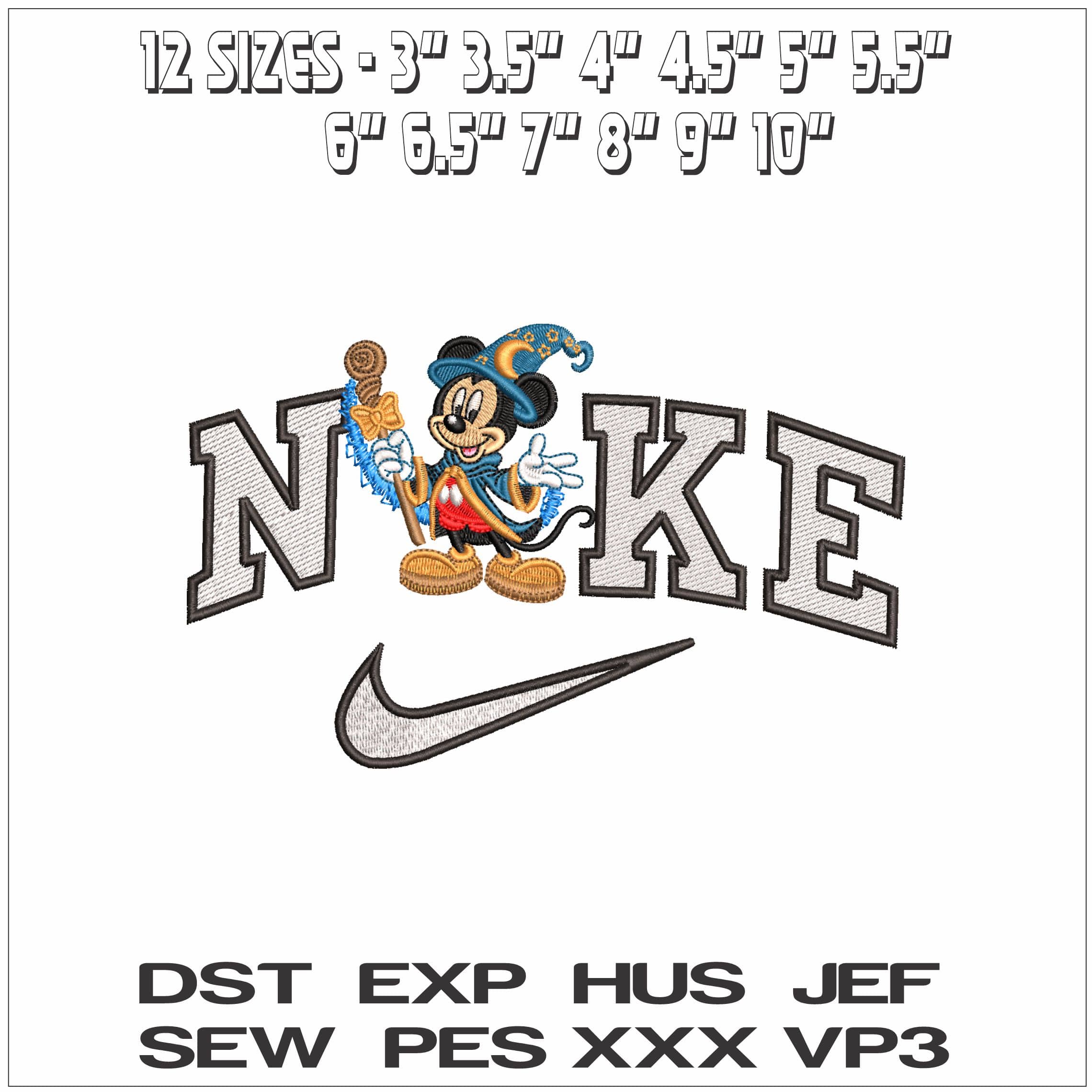Nike Mickey Mouse Magic Staff- Elegant embroidery design file - instant download — view 2