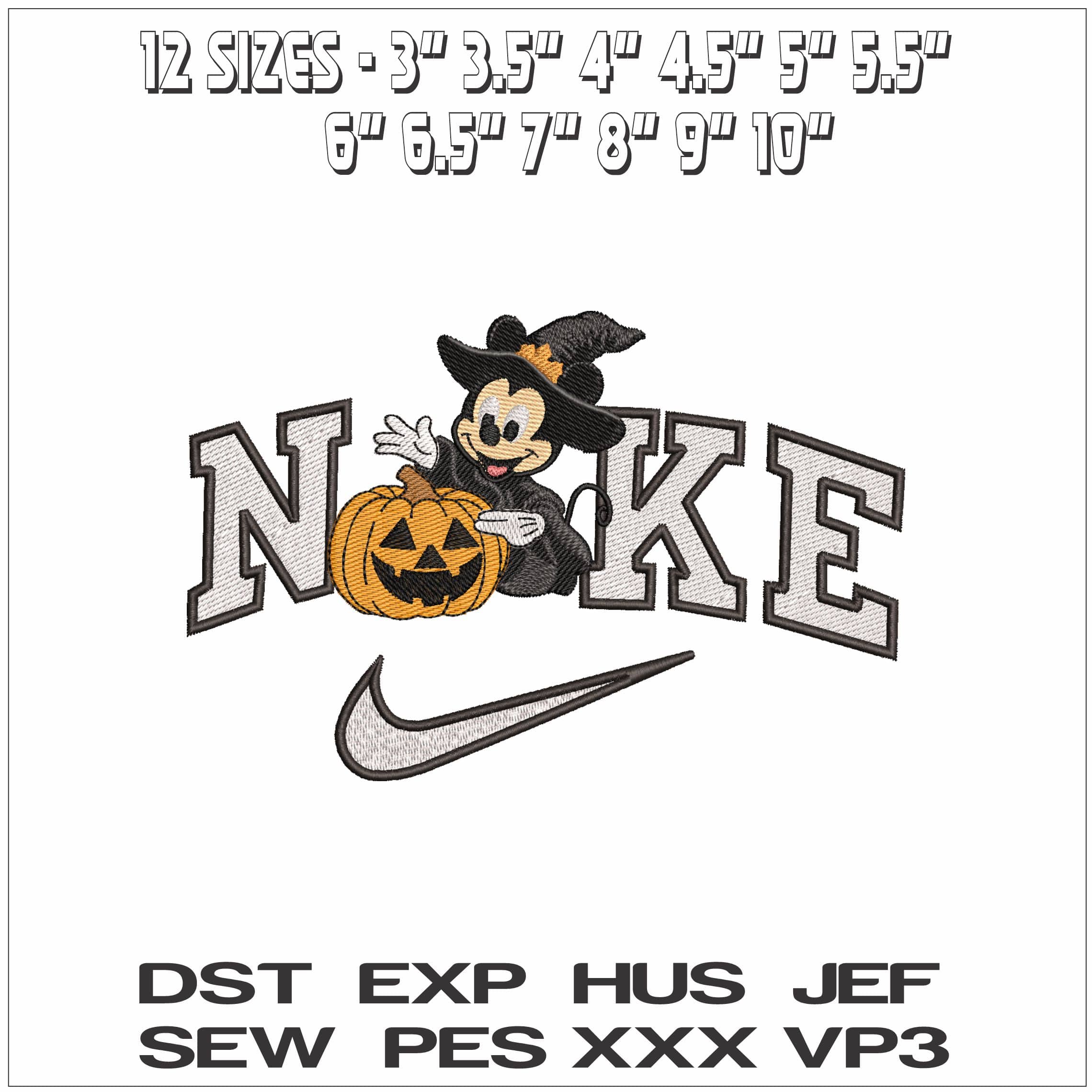 Nike Mickey Mouse Wizard with Pumpkin- Elegant embroidery design file - instant download — view 2