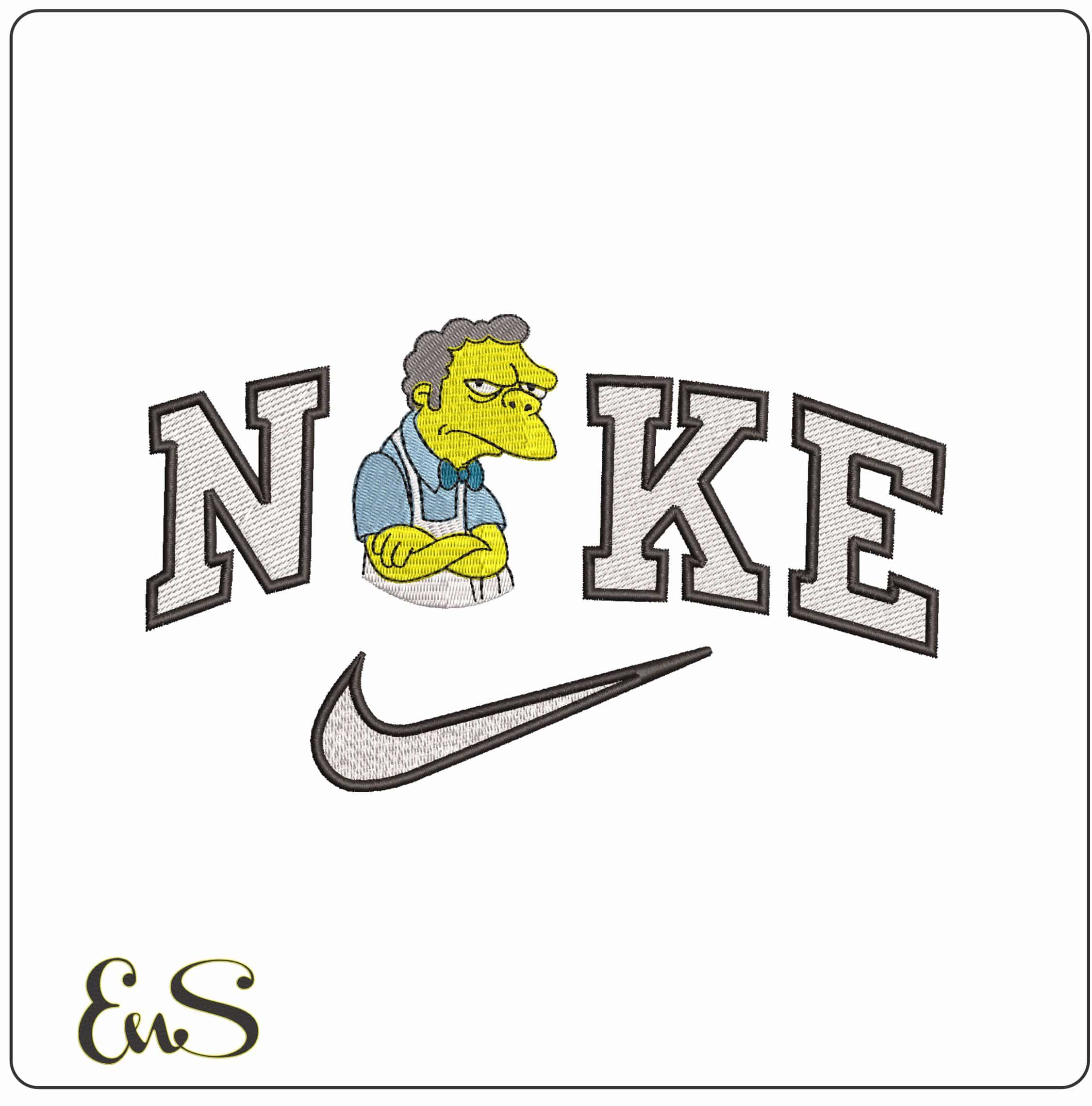 Nike Moe Bar Owner The Simpsons- Elegant embroidery design file - instant download