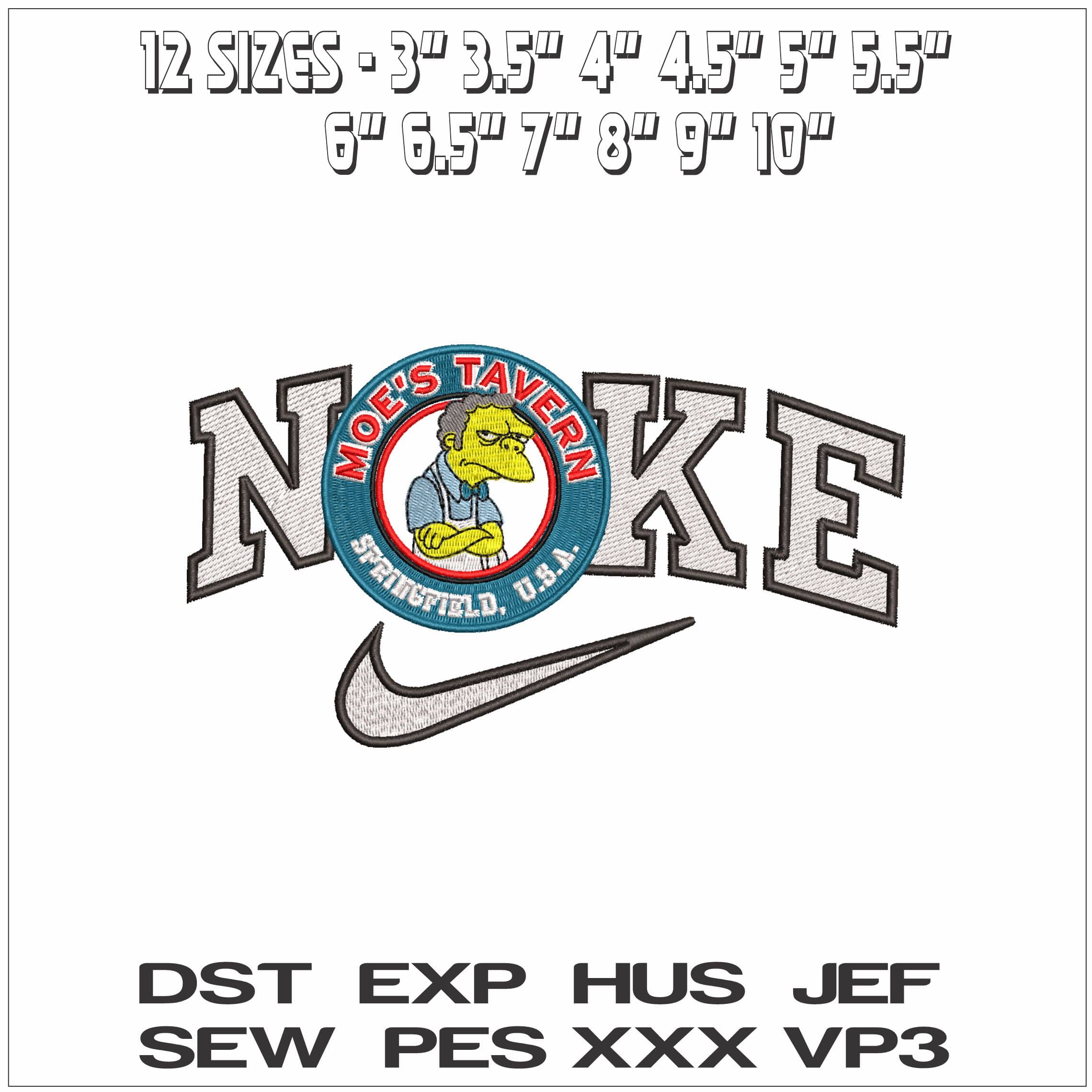 Nike Moes Tavern The Simpsons- Elegant embroidery design file - instant download — view 2