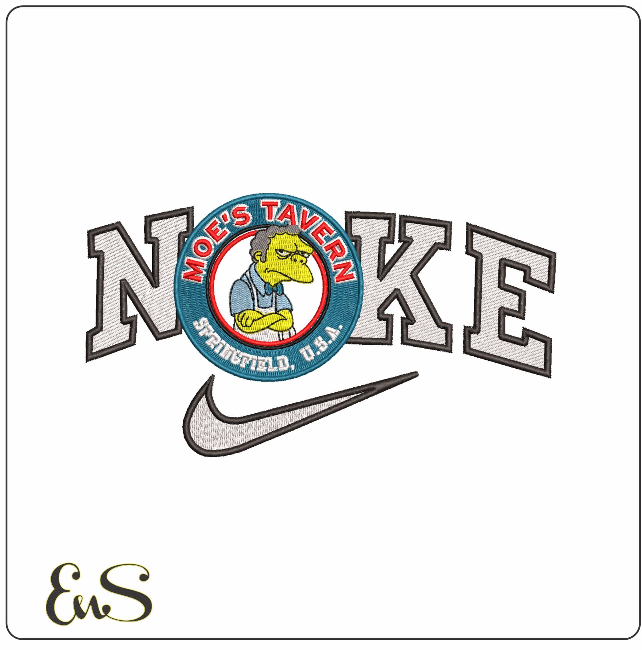Nike Moes Tavern The Simpsons- Elegant embroidery design file - instant download