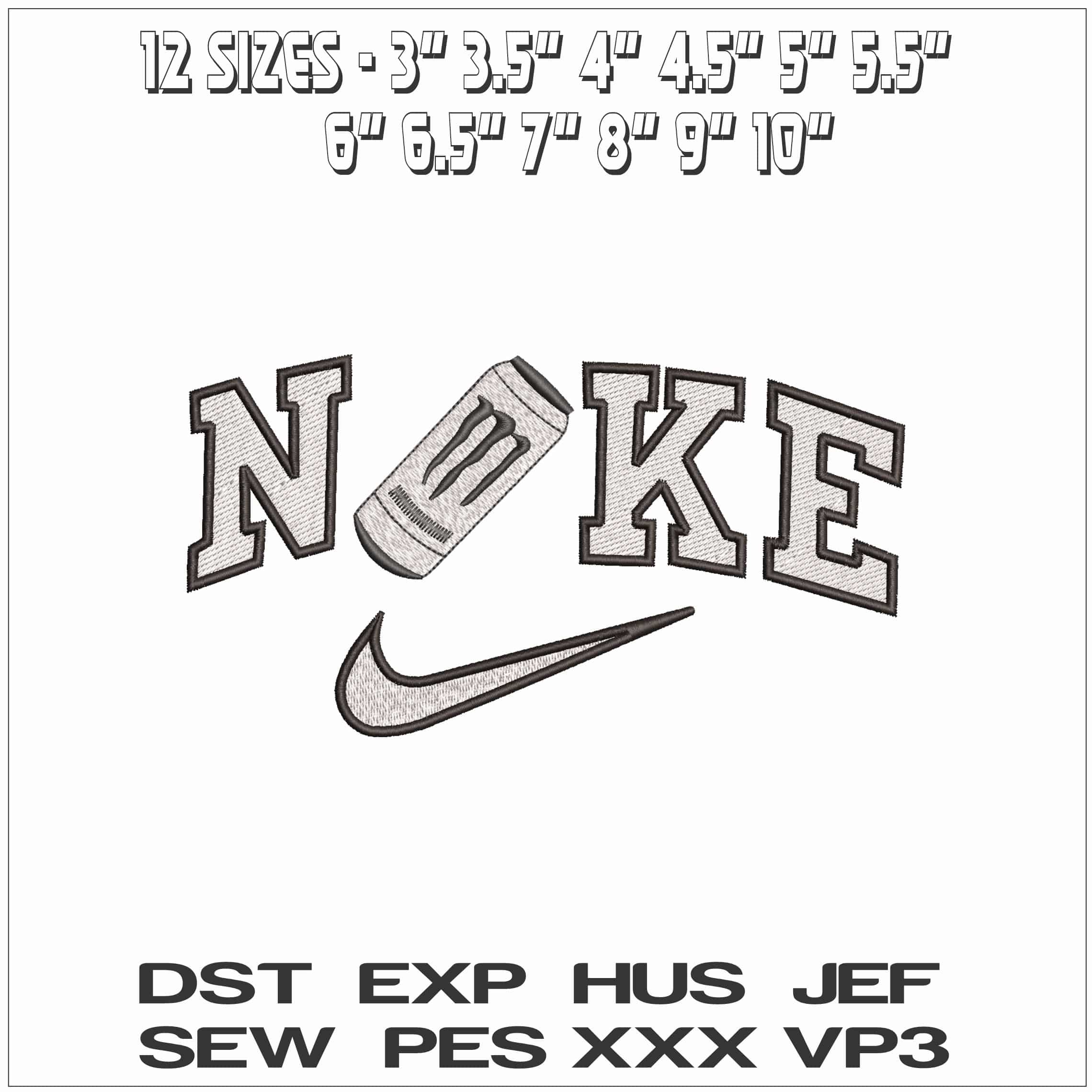 Nike Monster Drink- Elegant embroidery design file - instant download — view 2