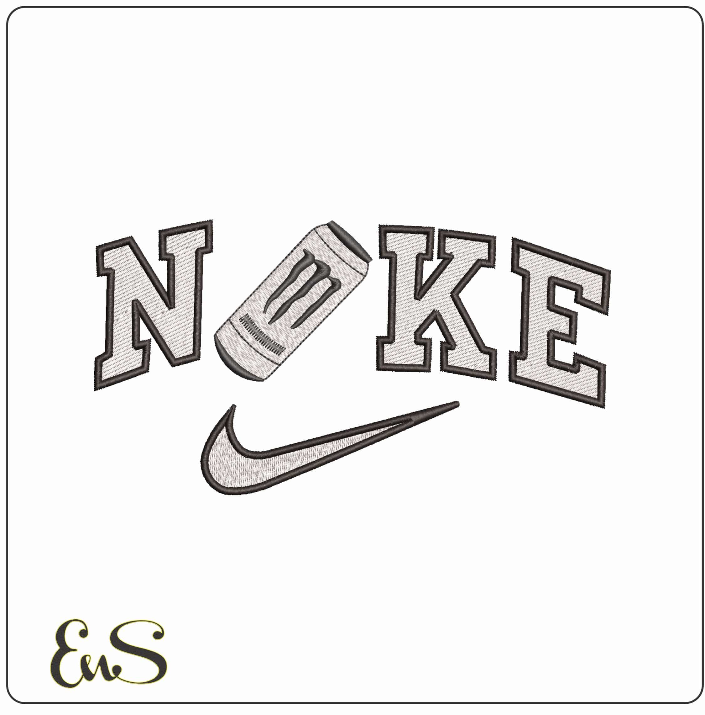 Nike Monster Drink- Elegant embroidery design file - instant download