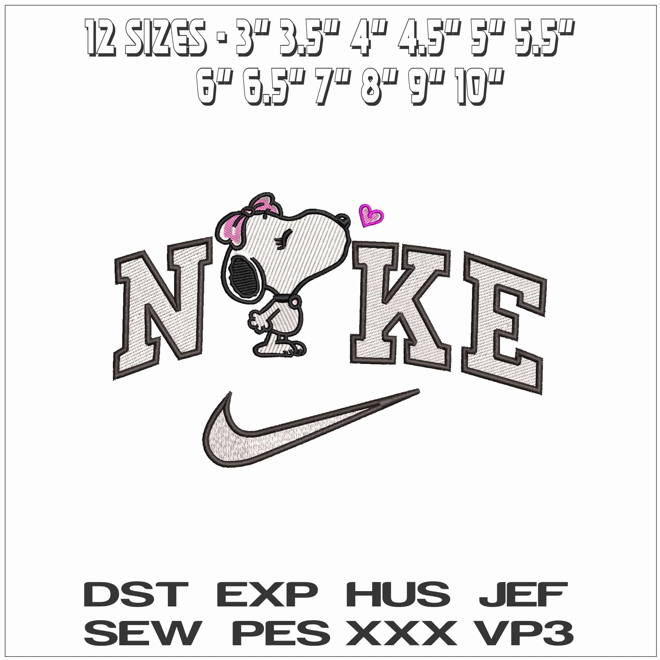 Nike Ms Snoopy Kiss- Elegant embroidery design file - instant download — view 2