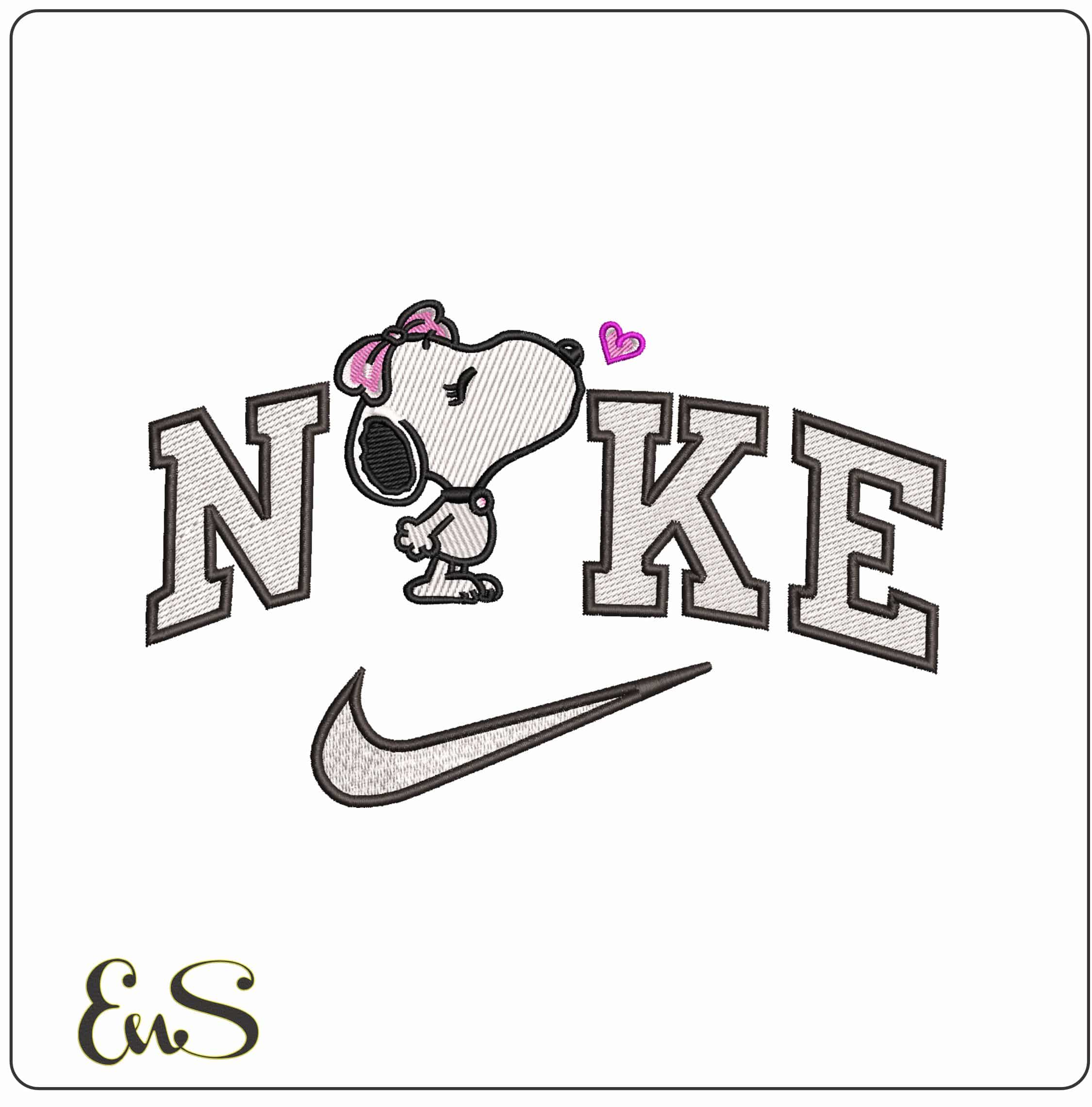 Nike Ms Snoopy Kiss- Elegant embroidery design file - instant download