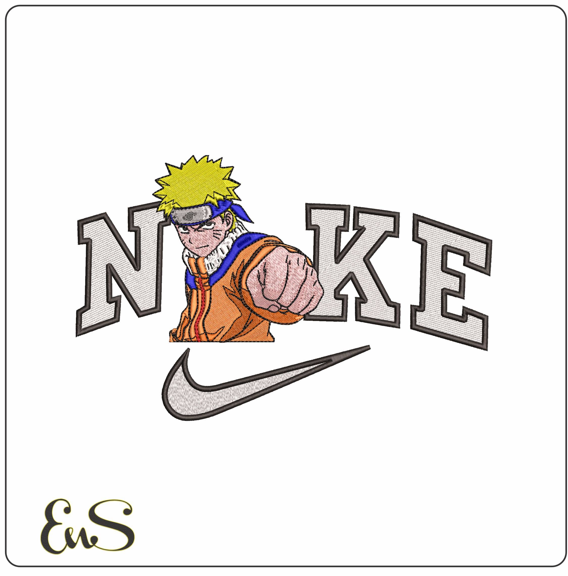 Nike Naruto Testing Punch Naruto Anime- Elegant embroidery design file - instant download