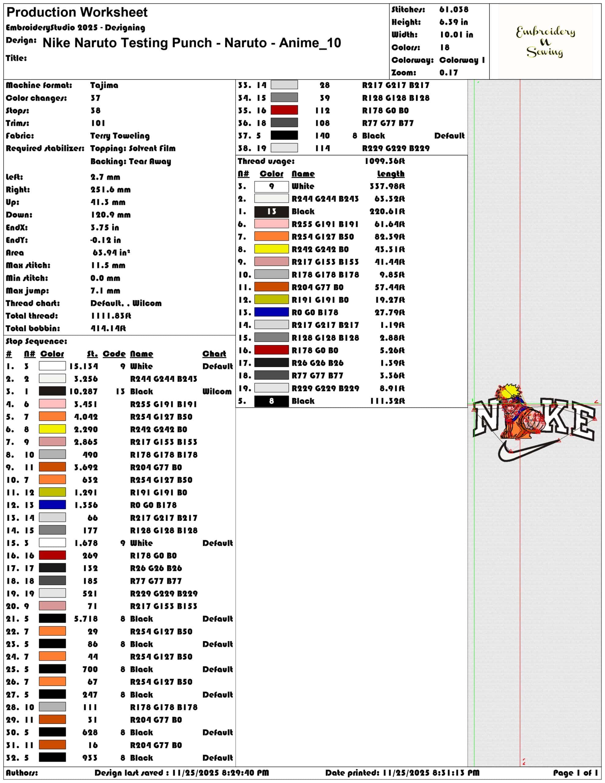 Nike Naruto Testing Punch Naruto Anime- Elegant embroidery design file - instant download — view 3