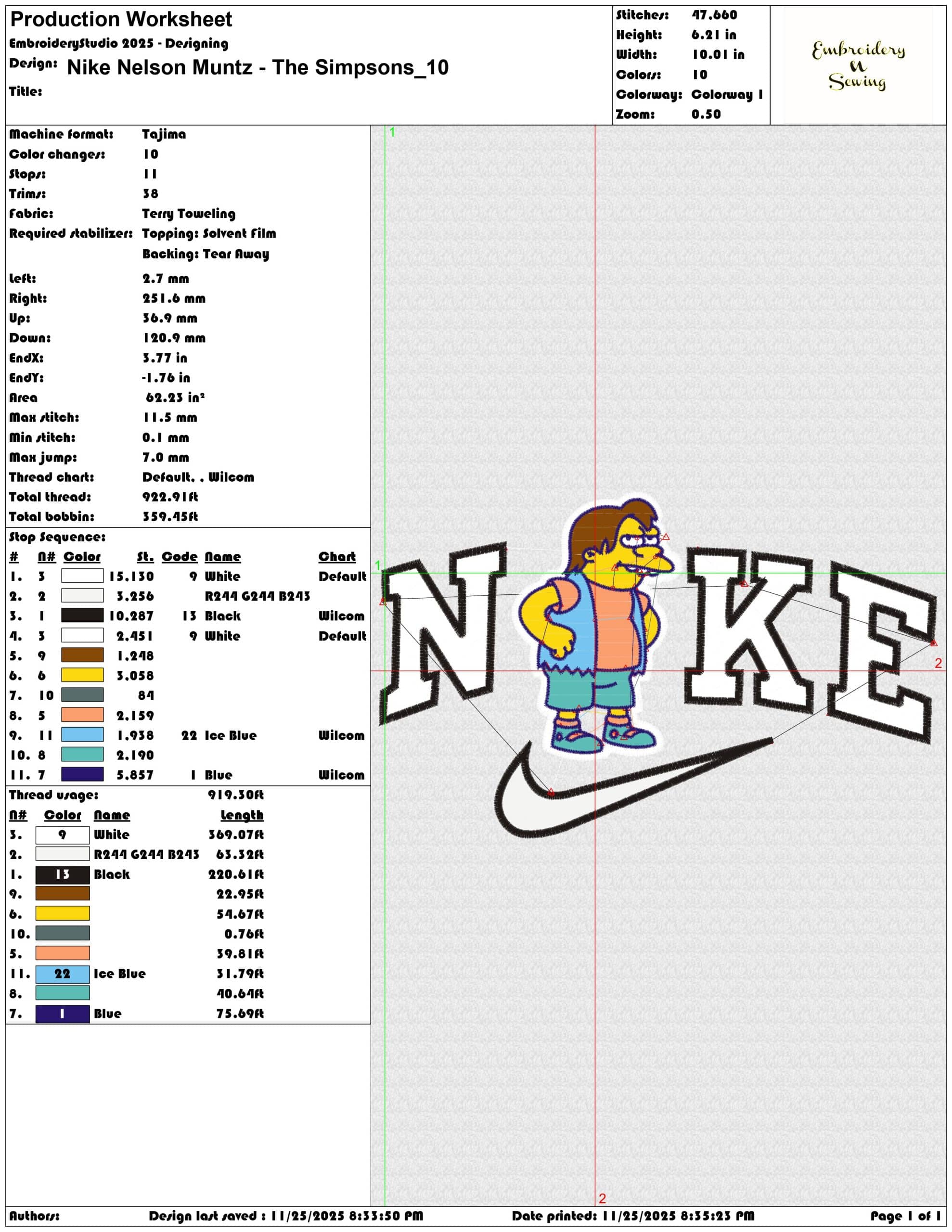 Nike Nelson Muntz The Simpsons- Elegant embroidery design file - instant download — view 3