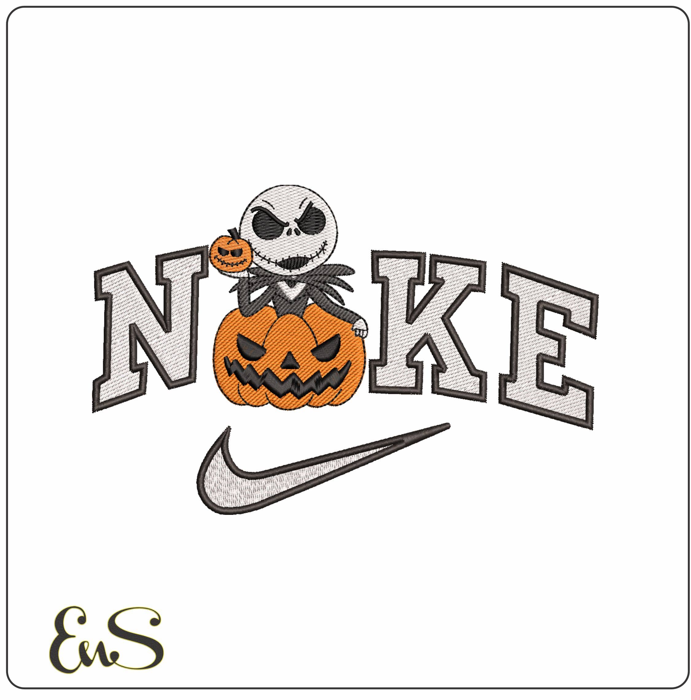 Nike Nightmare before Xmas Pumpkin- Elegant embroidery design file - instant download