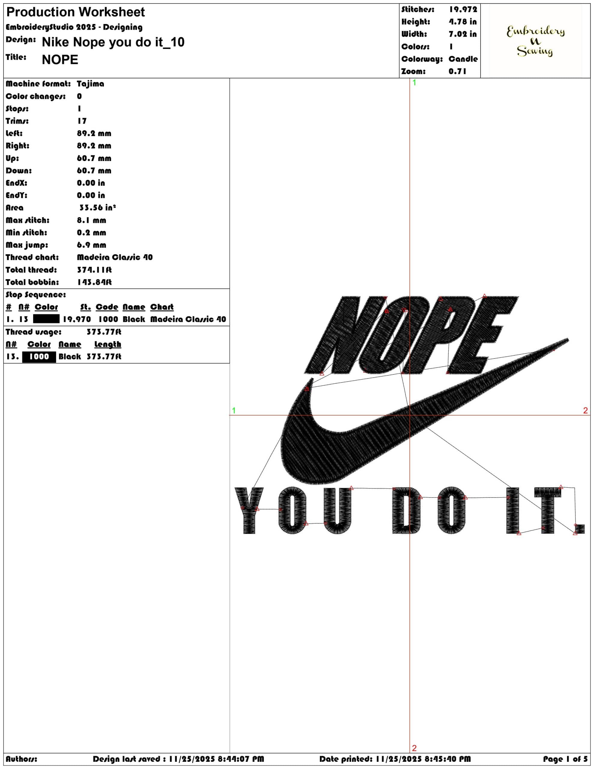 Nike Nope you do it- Elegant embroidery design file - instant download — view 3