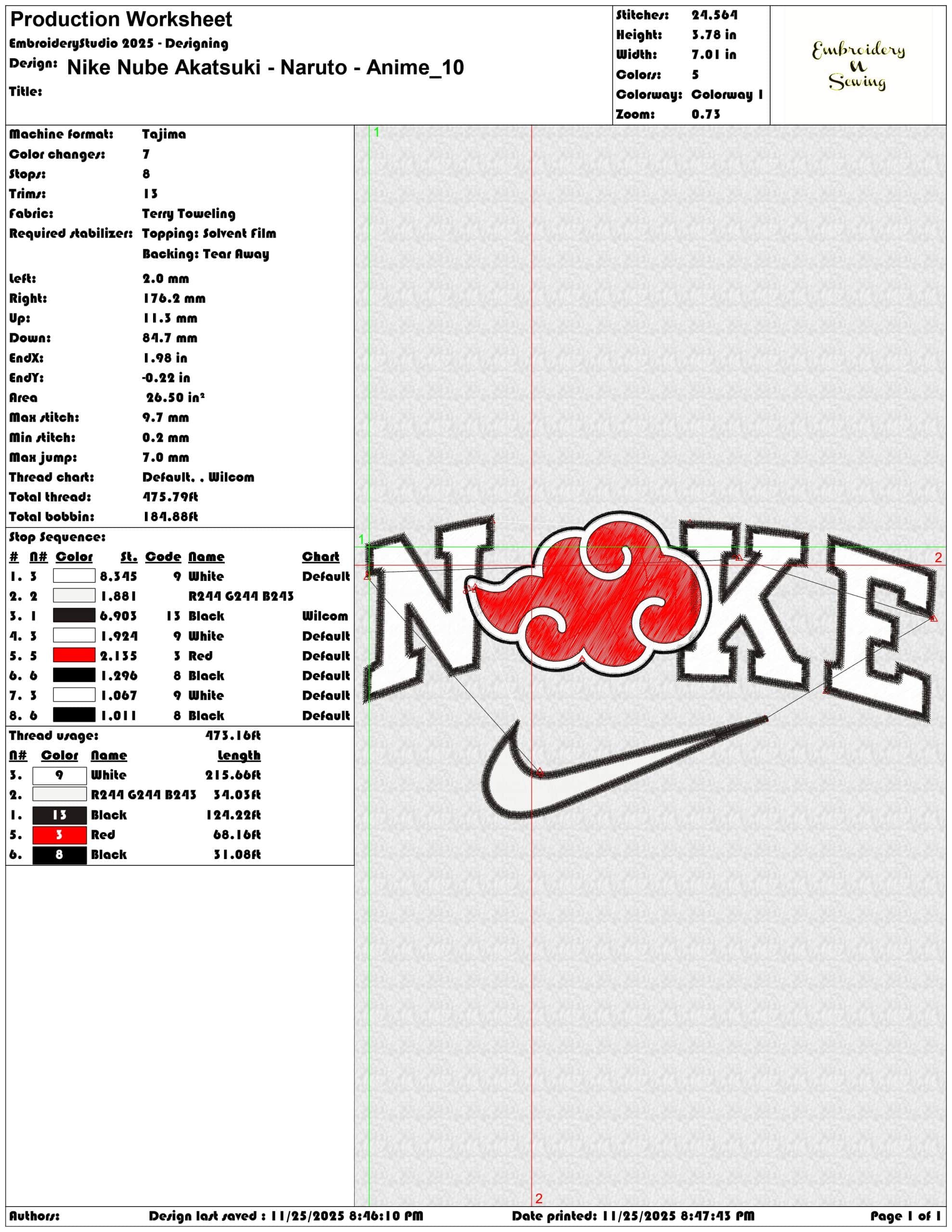 Nike Nube Akatsuki Naruto Anime- Elegant embroidery design file - instant download — view 3