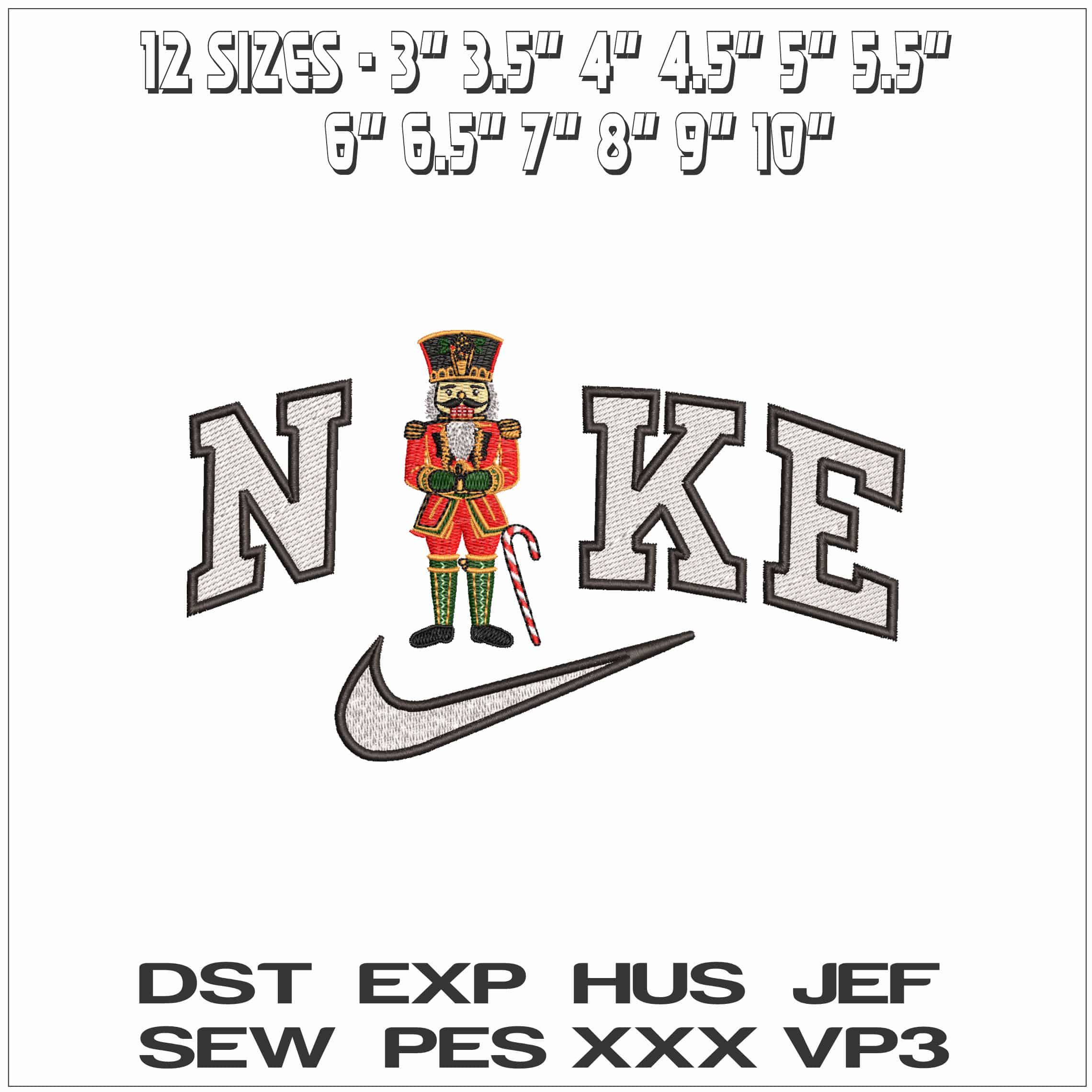 Nike Nutcracker Soldierwith Candy Cane- Elegant embroidery design file - instant download — view 2