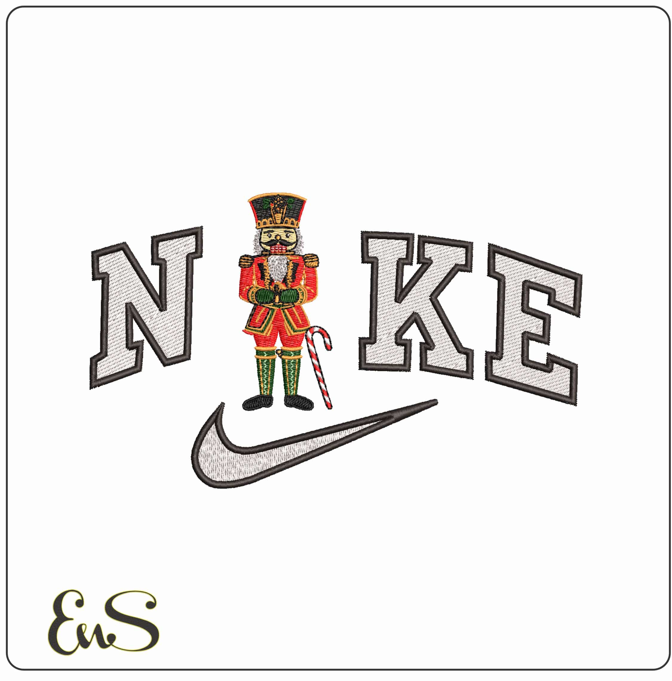 Nike Nutcracker Soldierwith Candy Cane- Elegant embroidery design file - instant download
