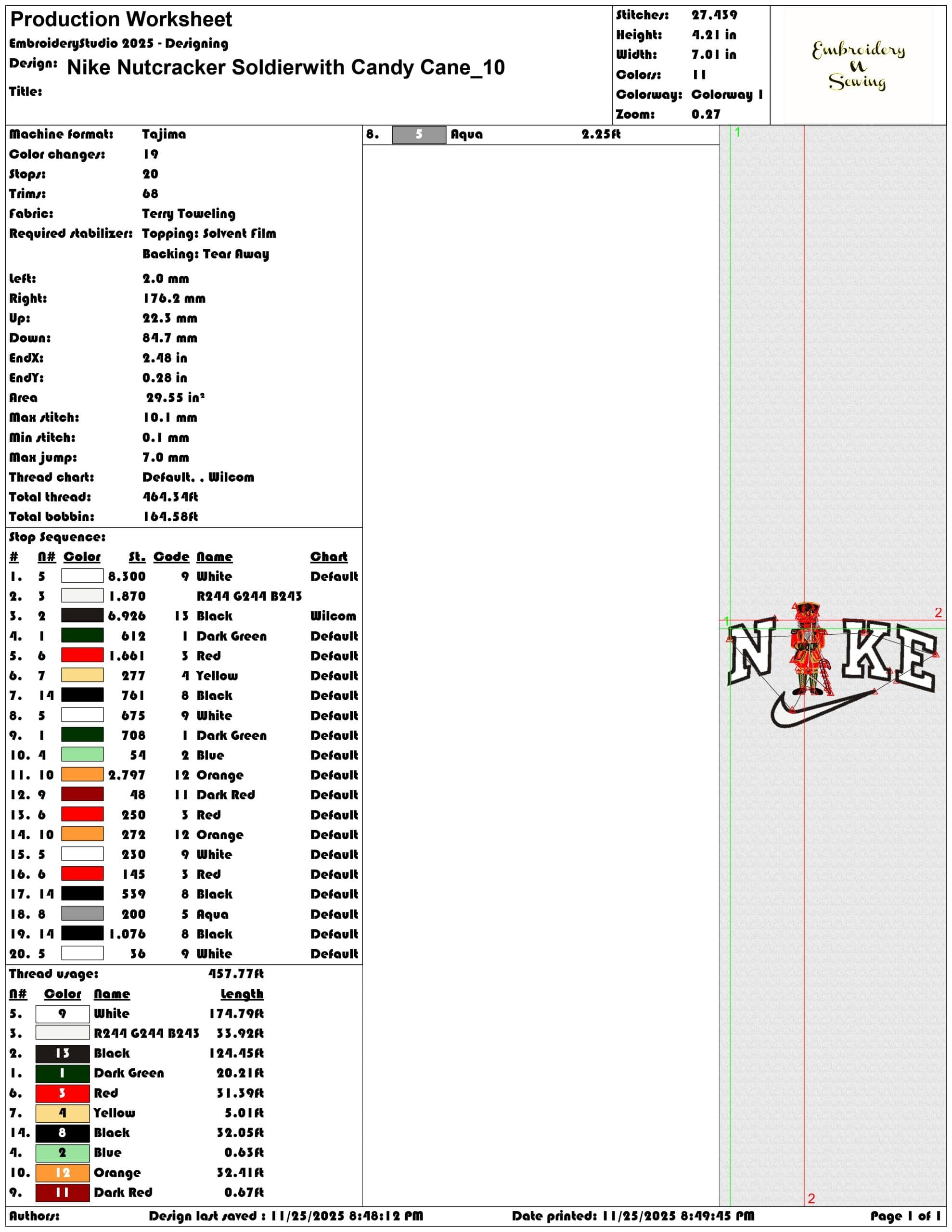 Nike Nutcracker Soldierwith Candy Cane- Elegant embroidery design file - instant download — view 3