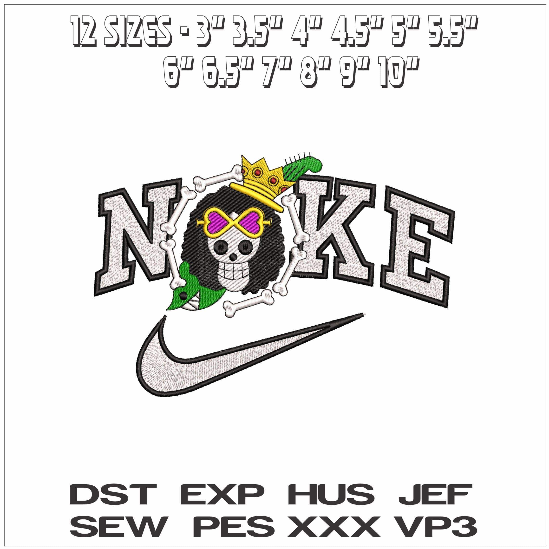 Nike One Piece Day of the Dead- Elegant embroidery design file - instant download — view 2
