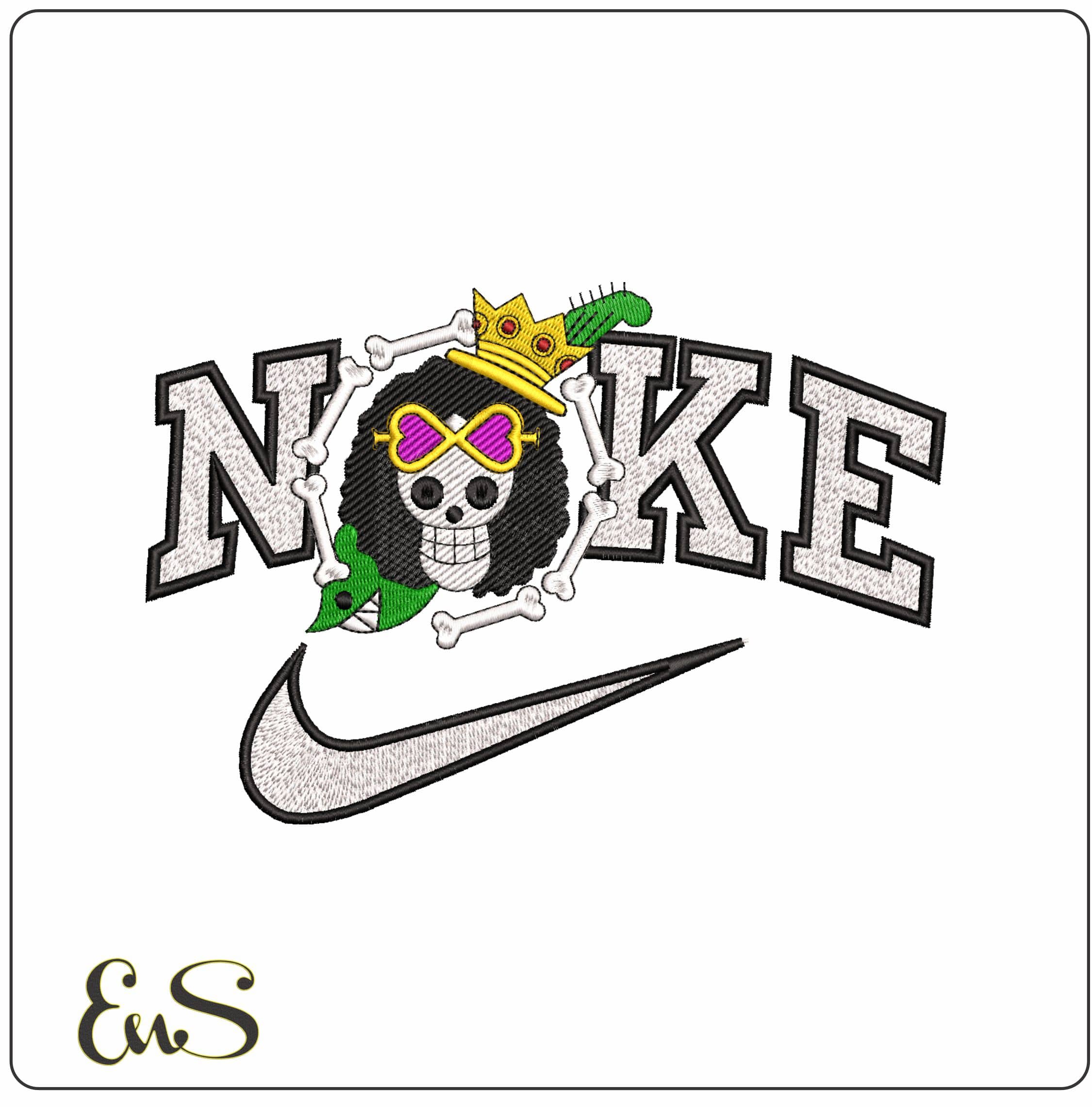Nike One Piece Day of the Dead- Elegant embroidery design file - instant download