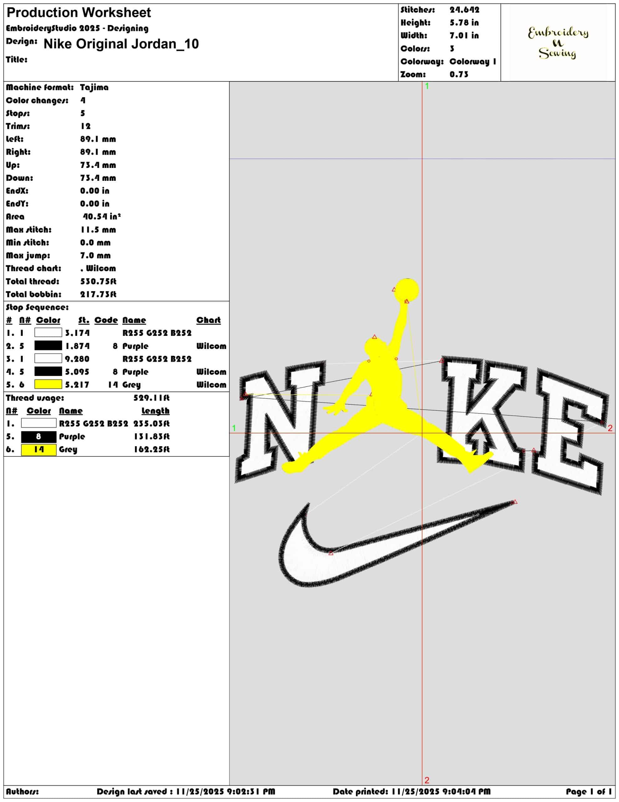 Nike Original Jordan- Elegant embroidery design file - instant download — view 3