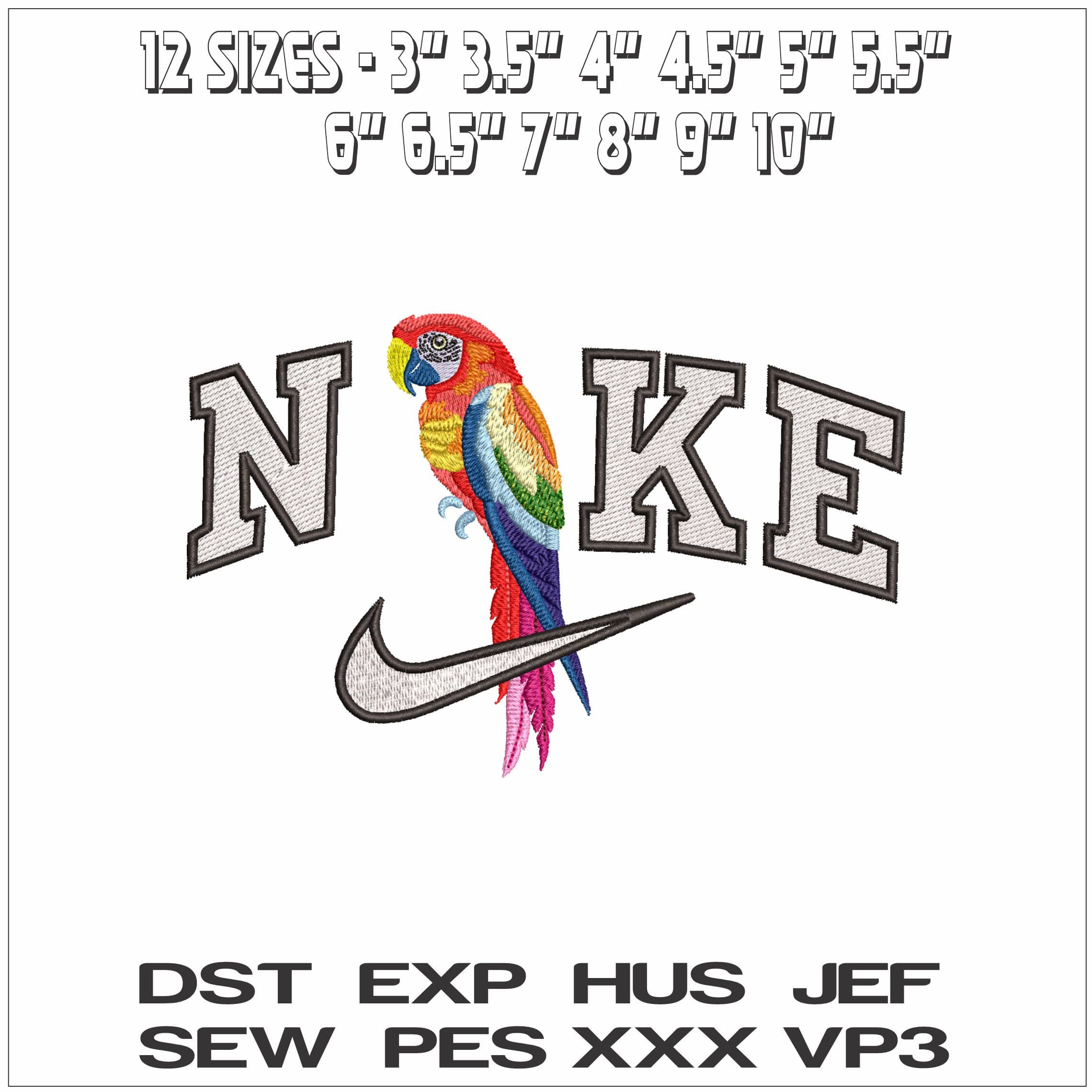 Nike Parrot- Elegant embroidery design file - instant download — view 2