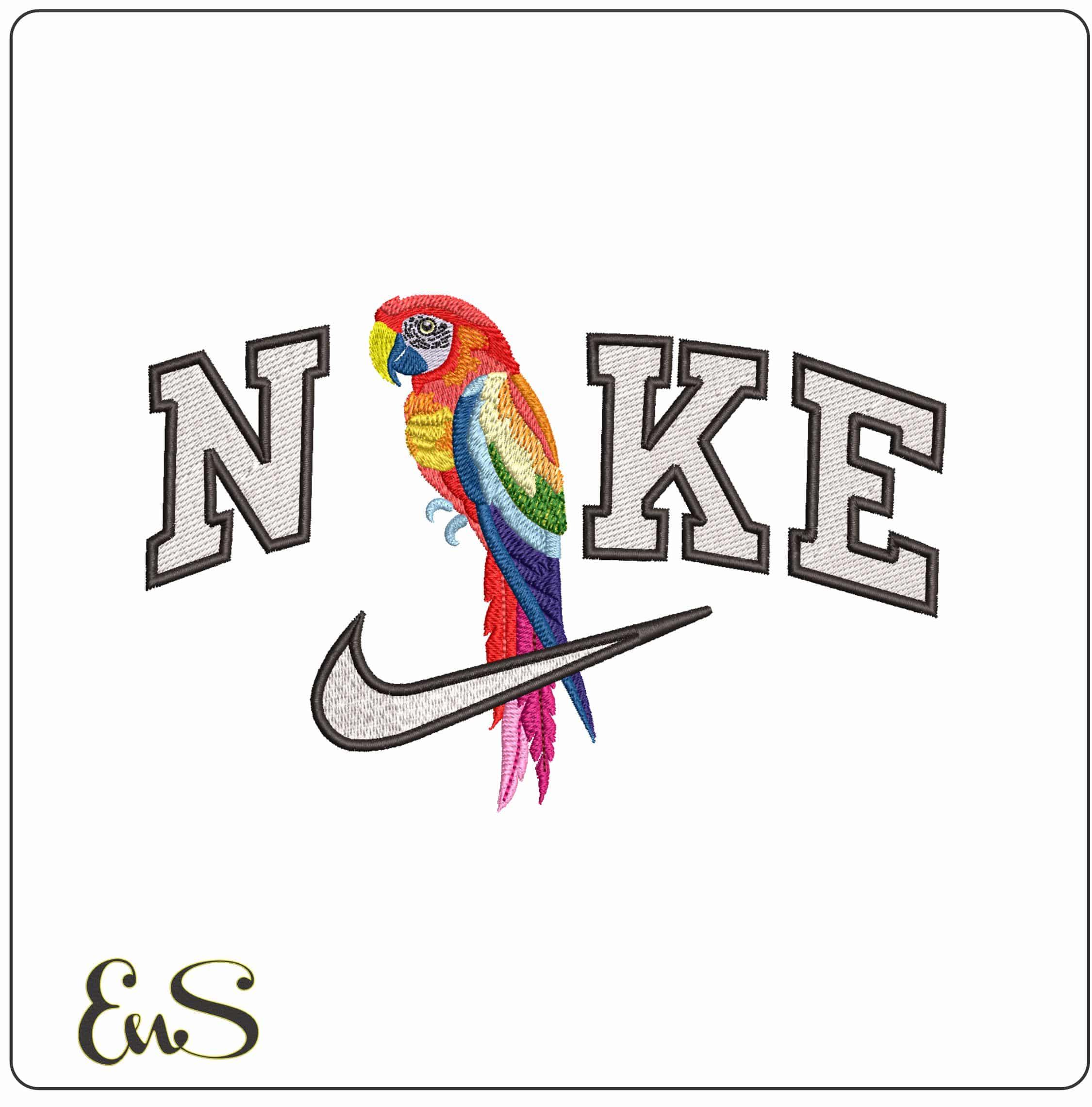 Nike Parrot- Elegant embroidery design file - instant download