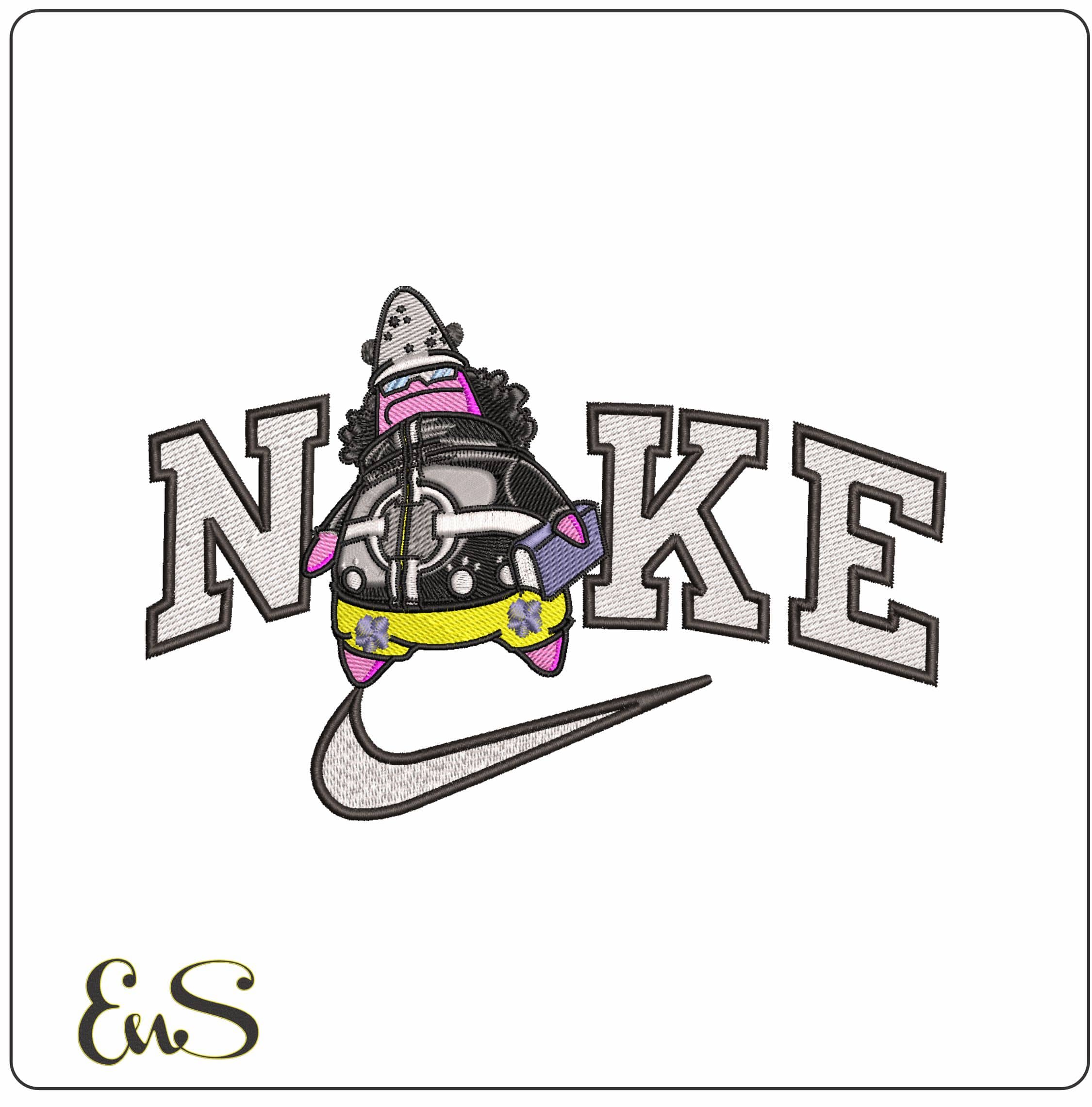 Nike Patrick Star Bartholomew Kuma Spongebob Square Pants- Elegant embroidery design file - instant download