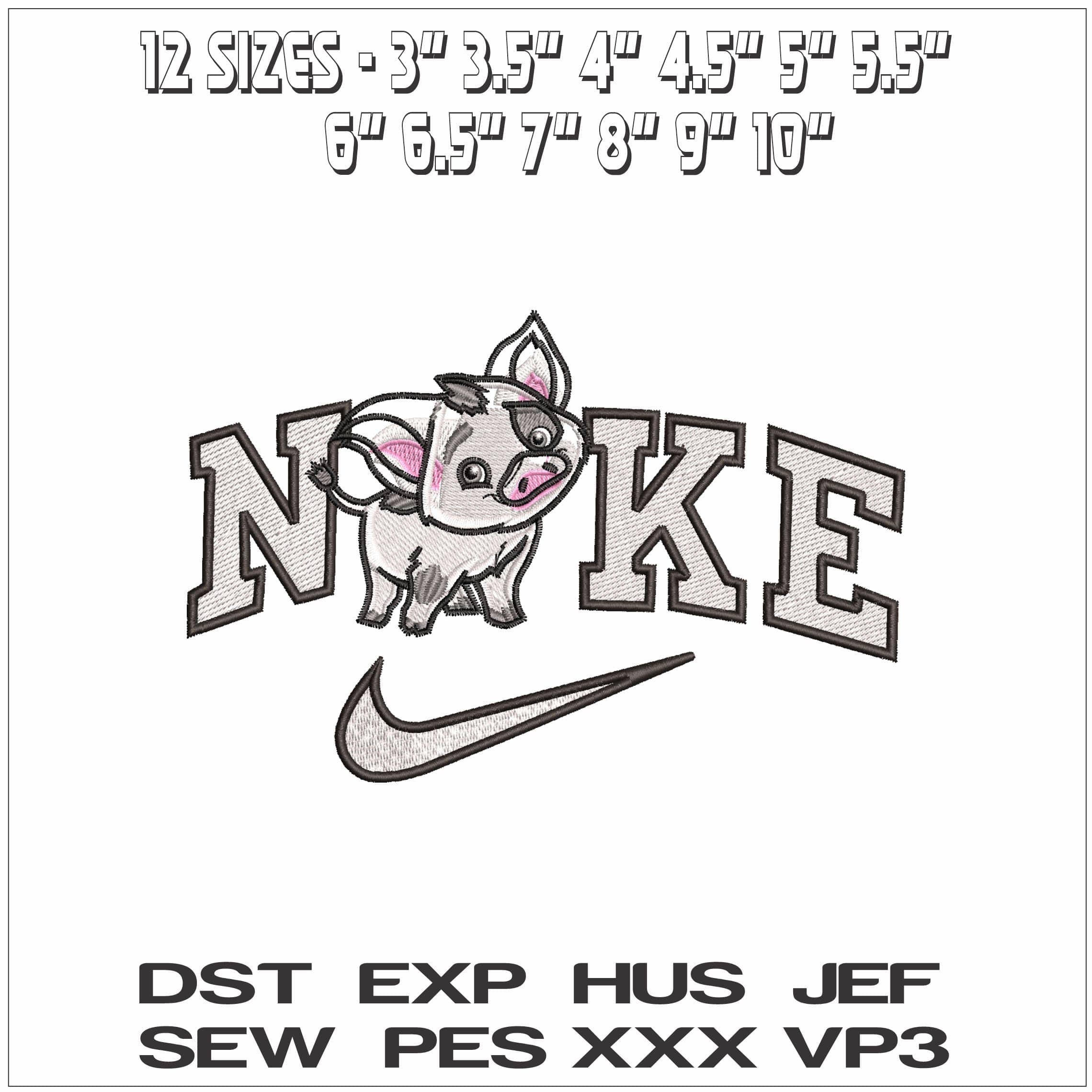 Nike Pau Pig Moana Disney- Elegant embroidery design file - instant download — view 2