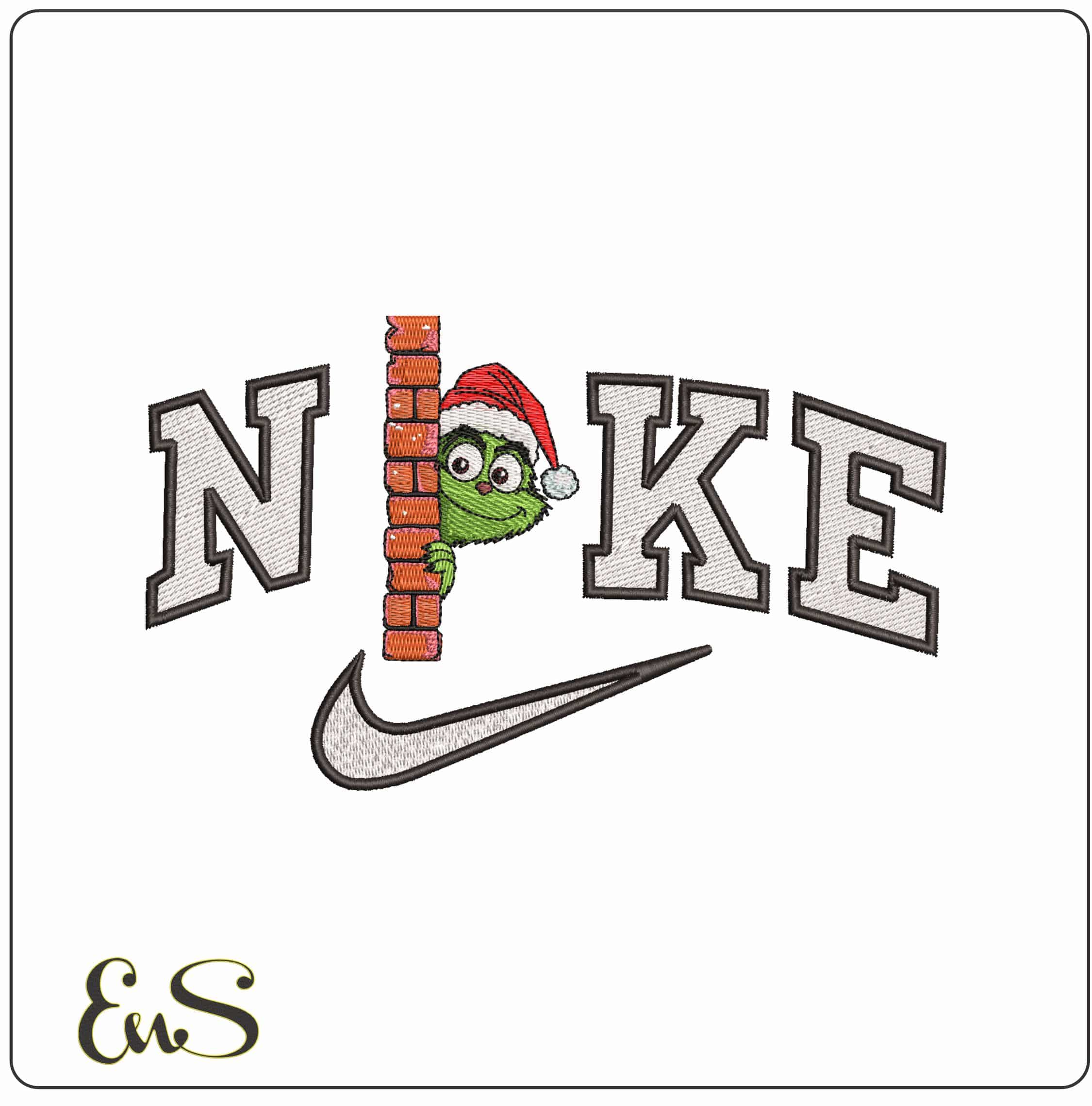 Nike Peek a Boo Grinch- Elegant embroidery design file - instant download