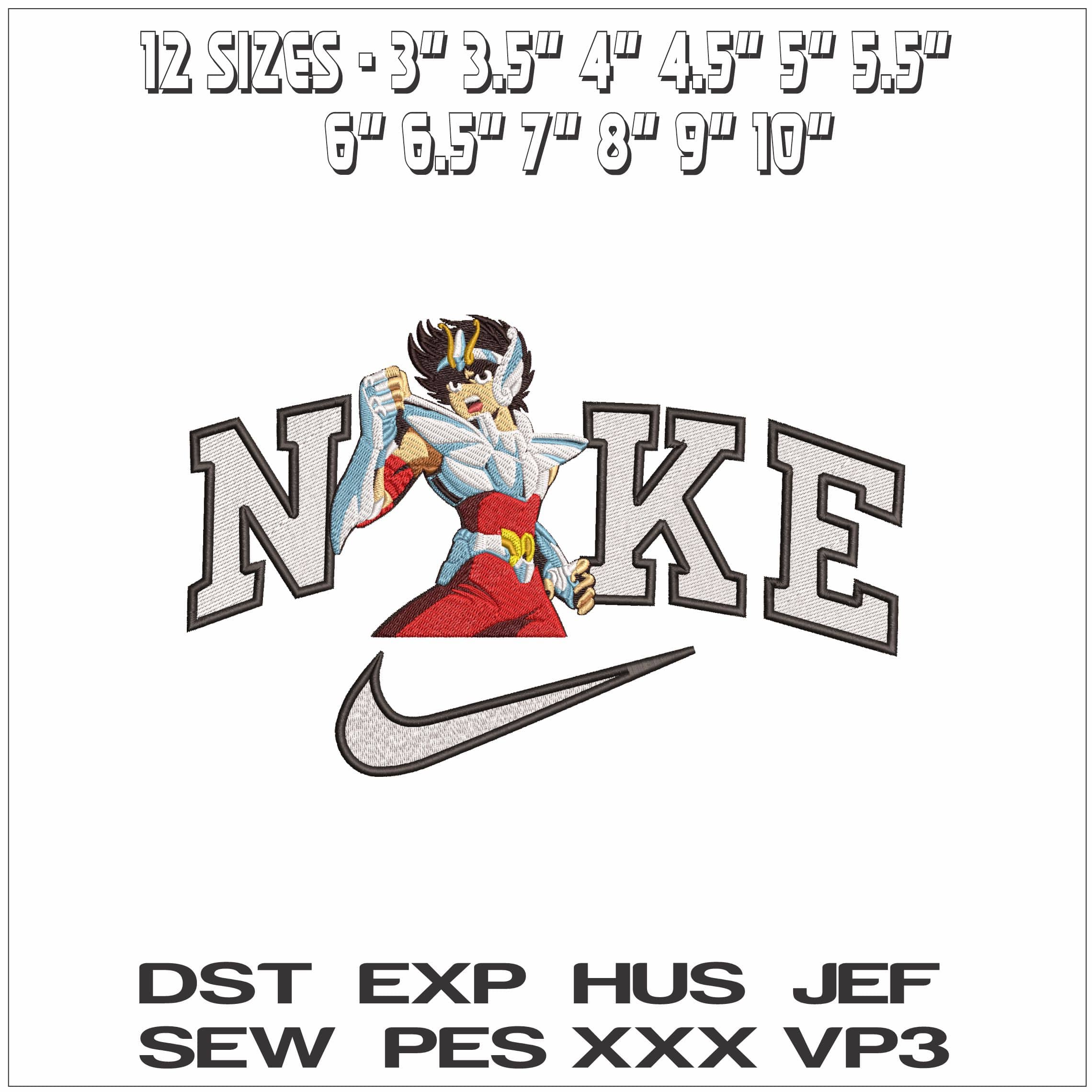 Nike Pegasus Seiya Knights of the Zodiac Anime- Elegant embroidery design file - instant download — view 2