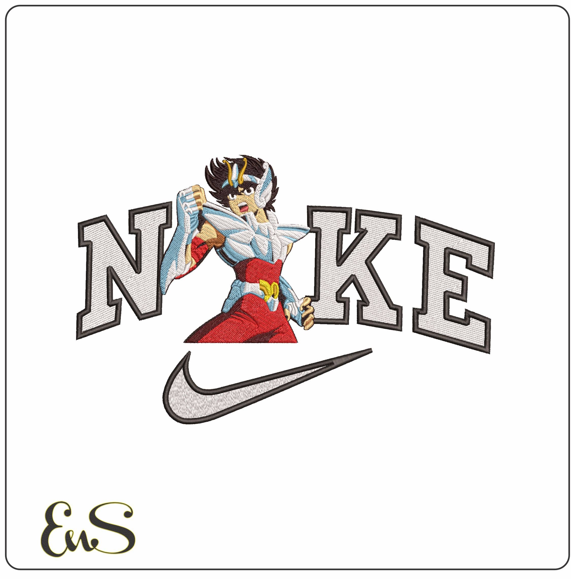 Nike Pegasus Seiya Knights of the Zodiac Anime- Elegant embroidery design file - instant download