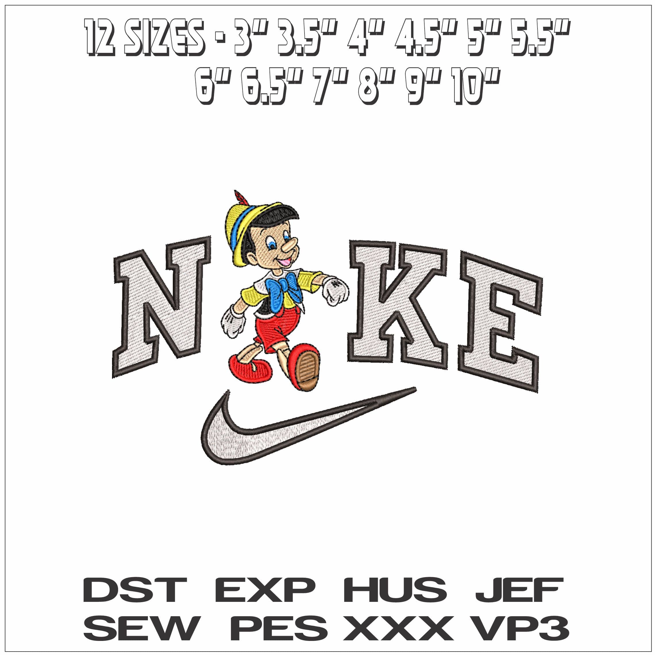 Nike Pinochoo Disney- Elegant embroidery design file - instant download — view 2