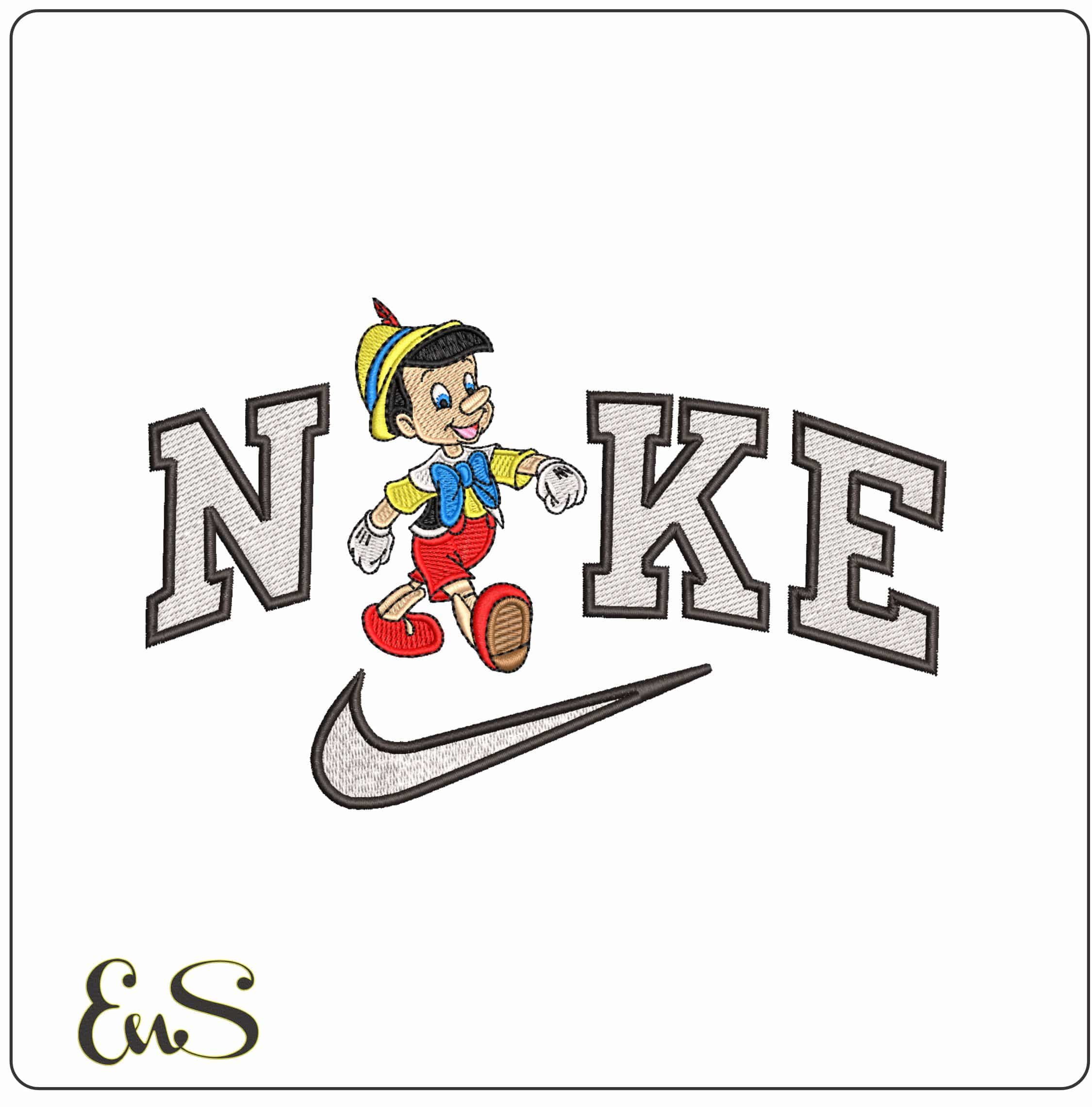 Nike Pinochoo Disney- Elegant embroidery design file - instant download