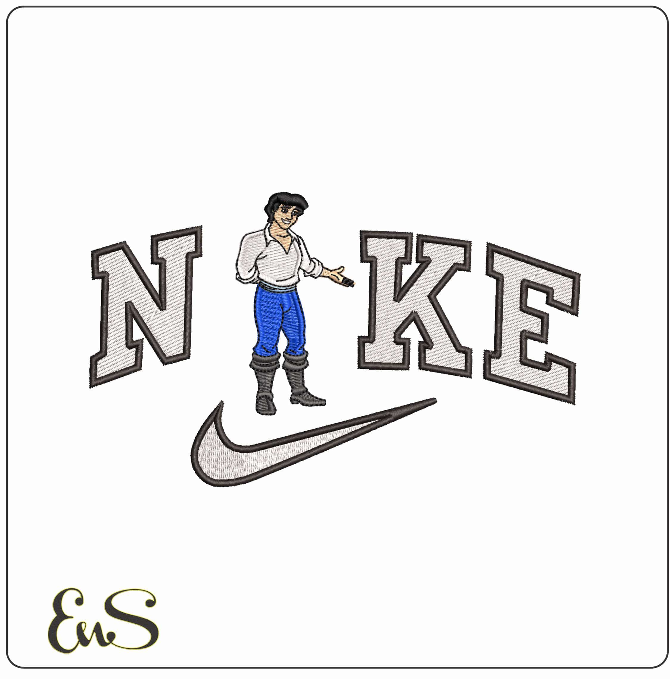 Nike Prince Eric Little Mermaid Disney- Elegant embroidery design file - instant download
