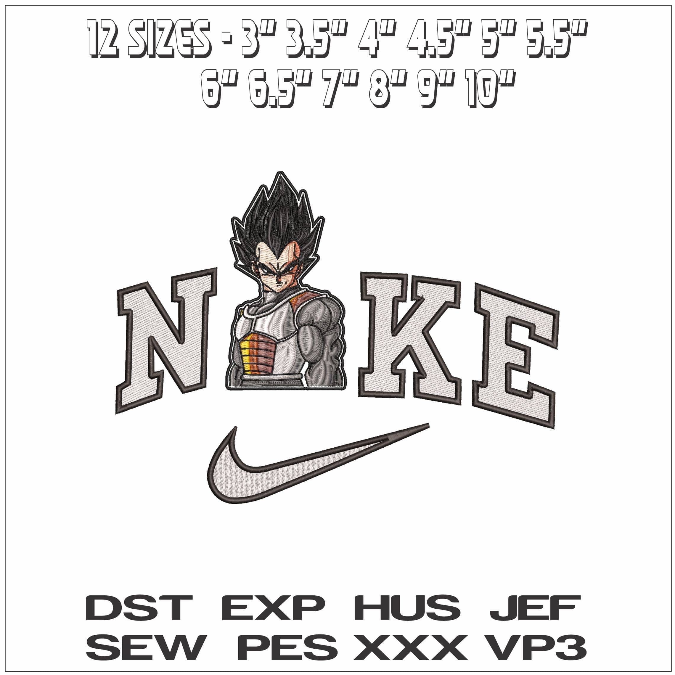 Nike Prince Vegeta Dragon Ball Anime- Elegant embroidery design file - instant download — view 2