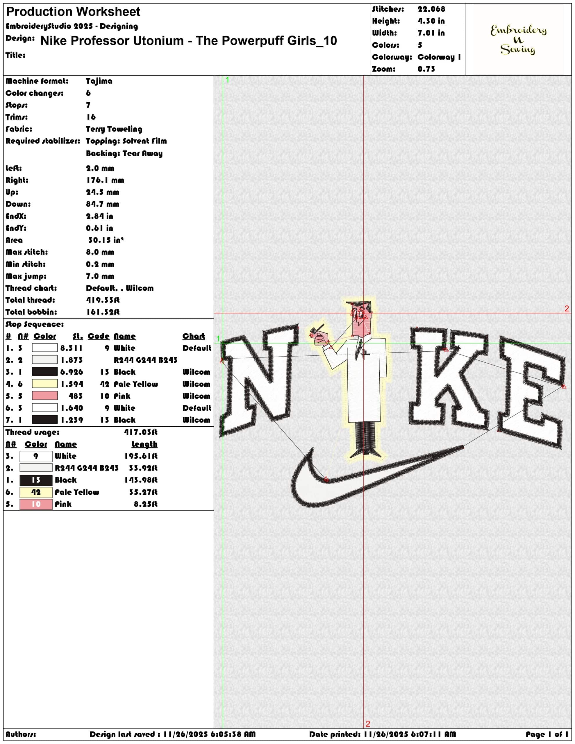 Nike Professor Utonium The Powerpuff Girls- Elegant embroidery design file - instant download — view 3