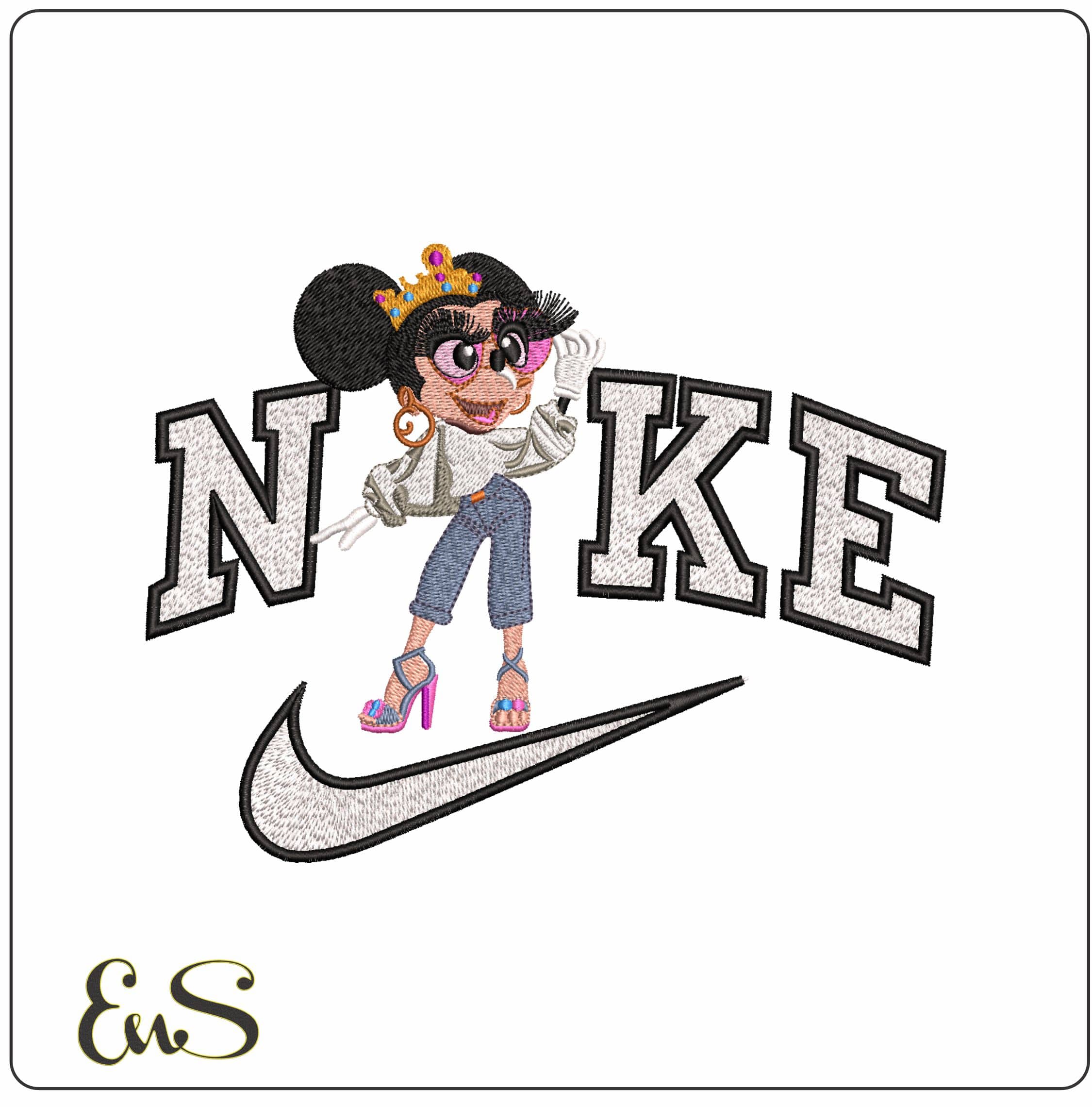 Nike Quien Mouse- Elegant embroidery design file - instant download
